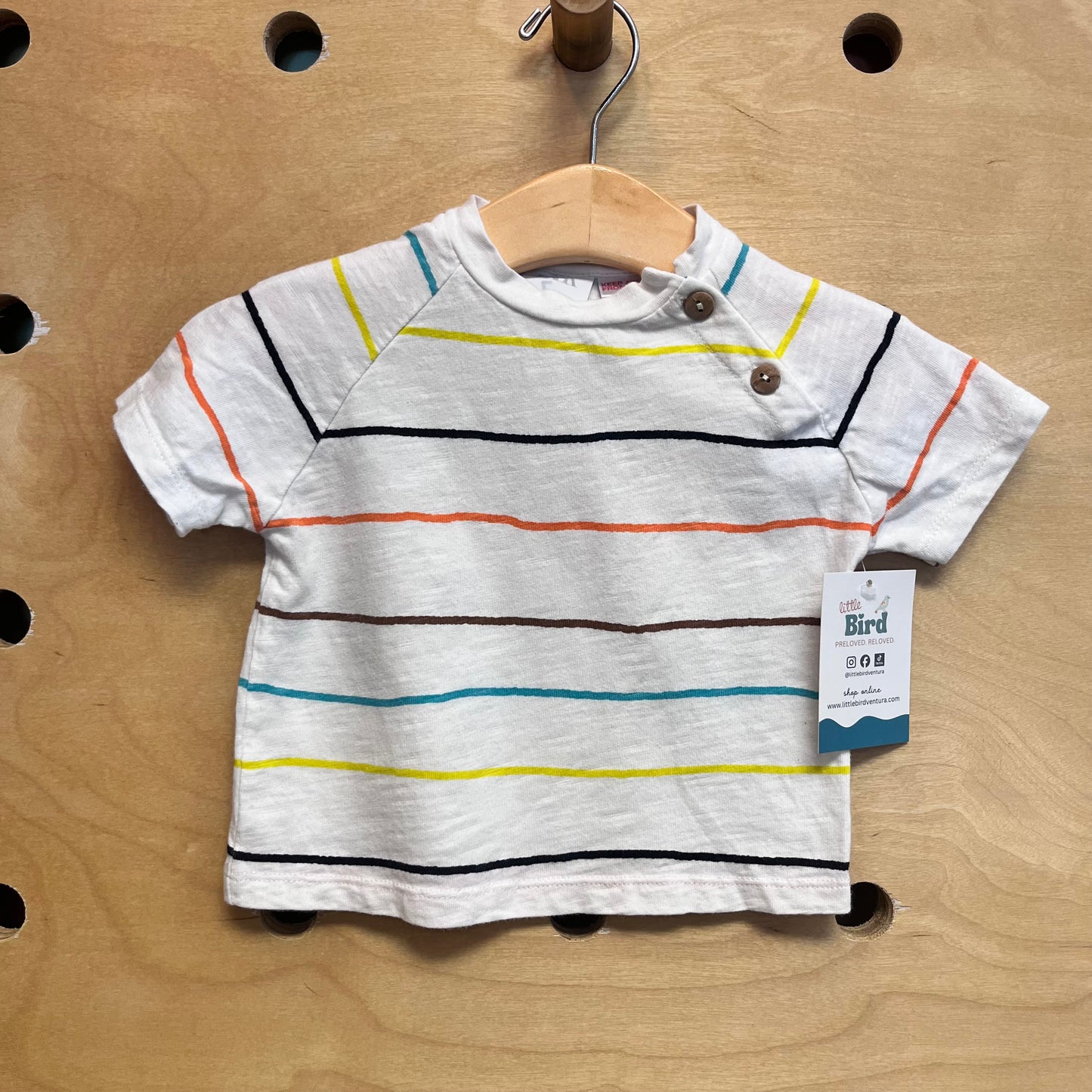 White/Colorful Striped Tee