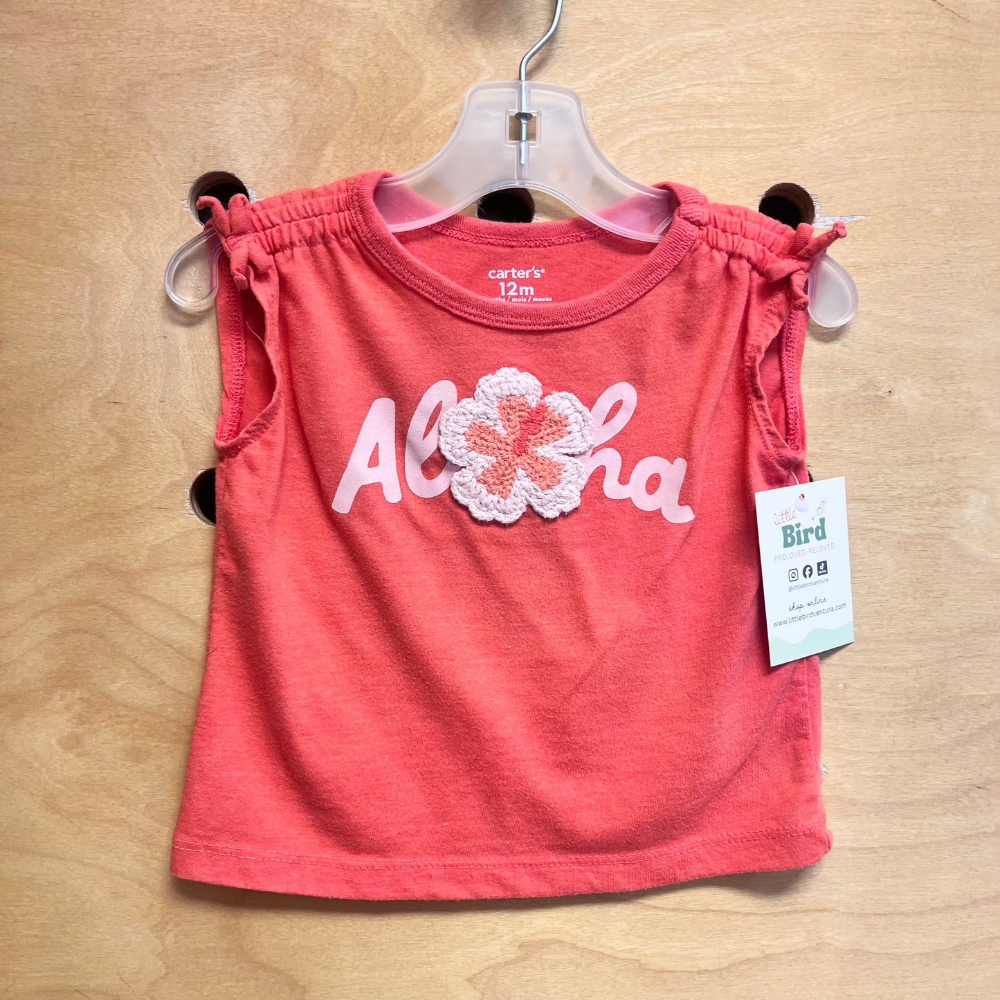 Pink Aloha Crochet Flower Tee