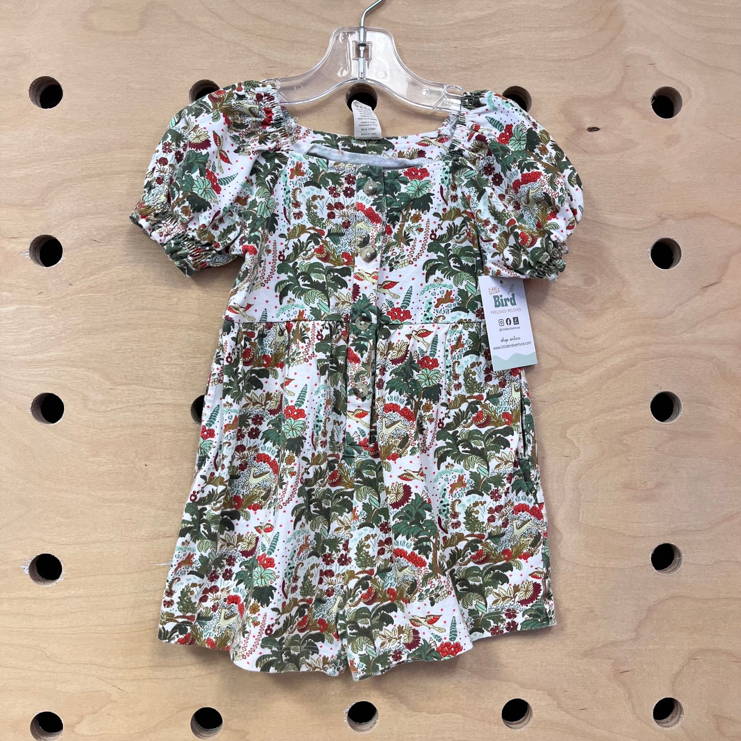 Organic White/Green Trees Romper