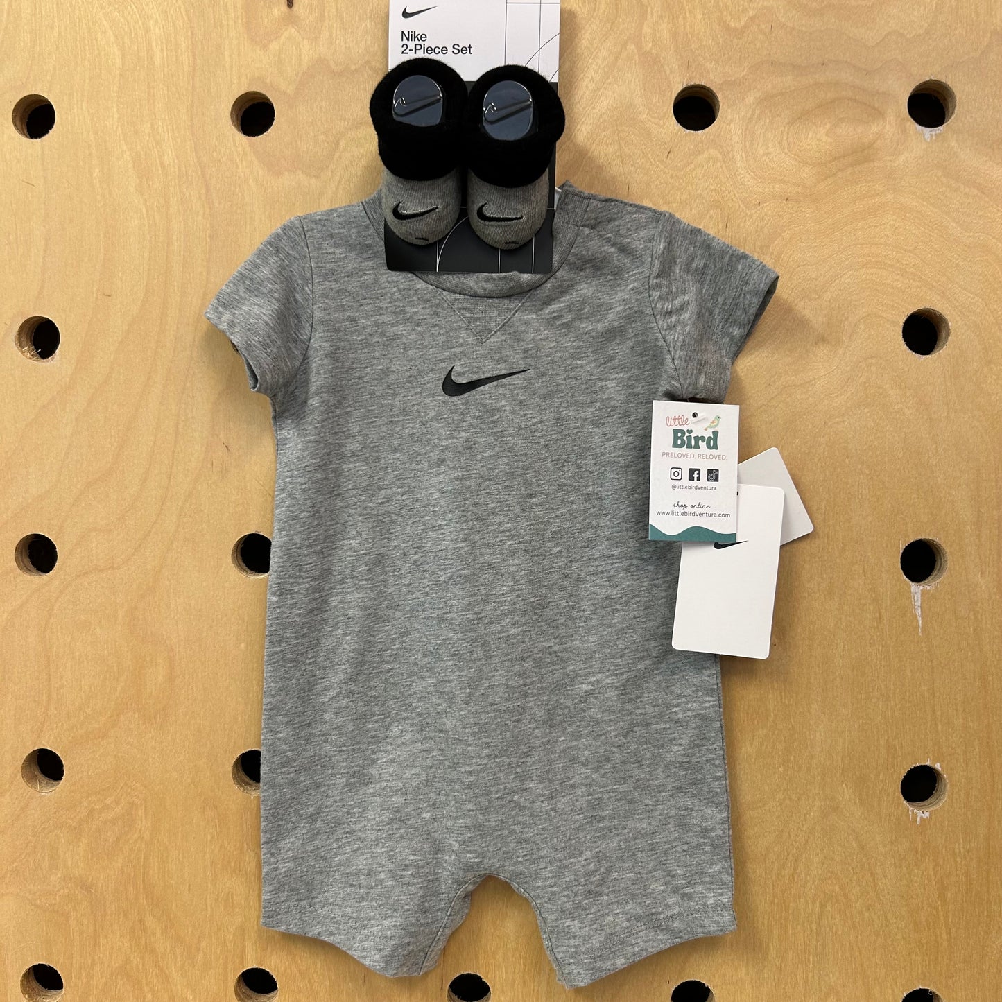 Grey Swoosh Romper & Socks NEW!