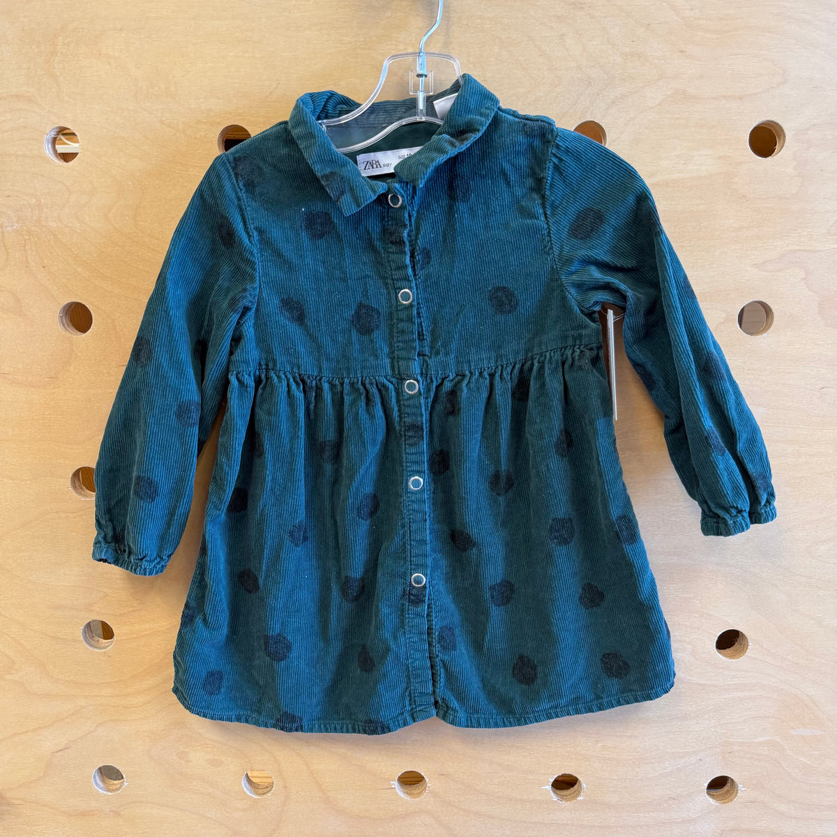 Green/Black Polka Dot Cord Dress