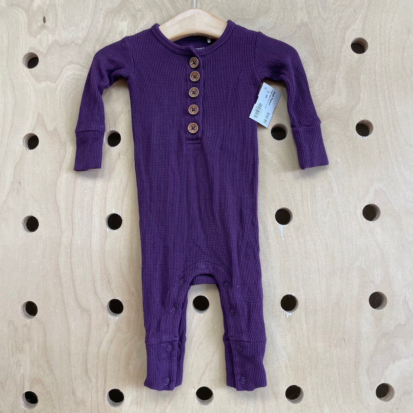 Purple Waffle Button Romper