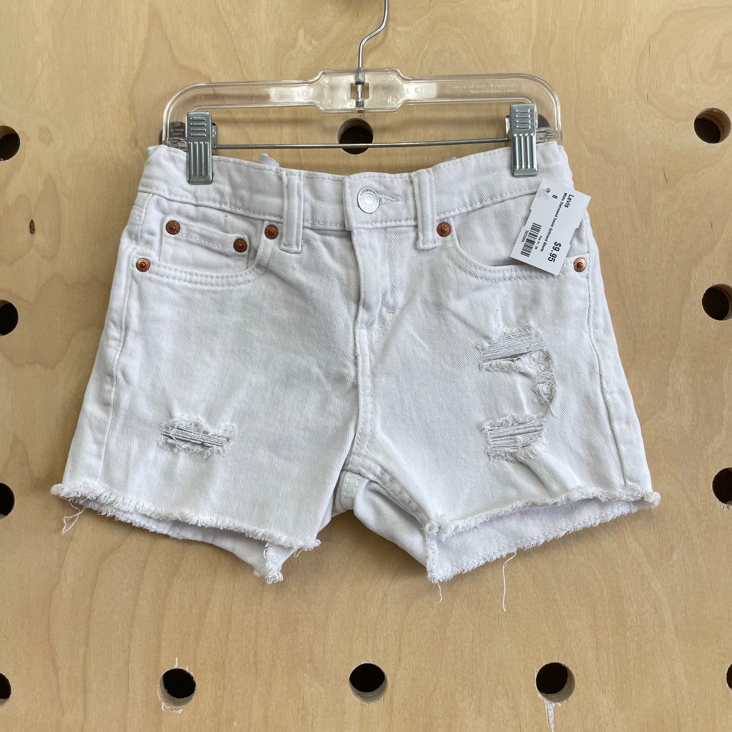 White Distressed Denim Girlfriend Shorts