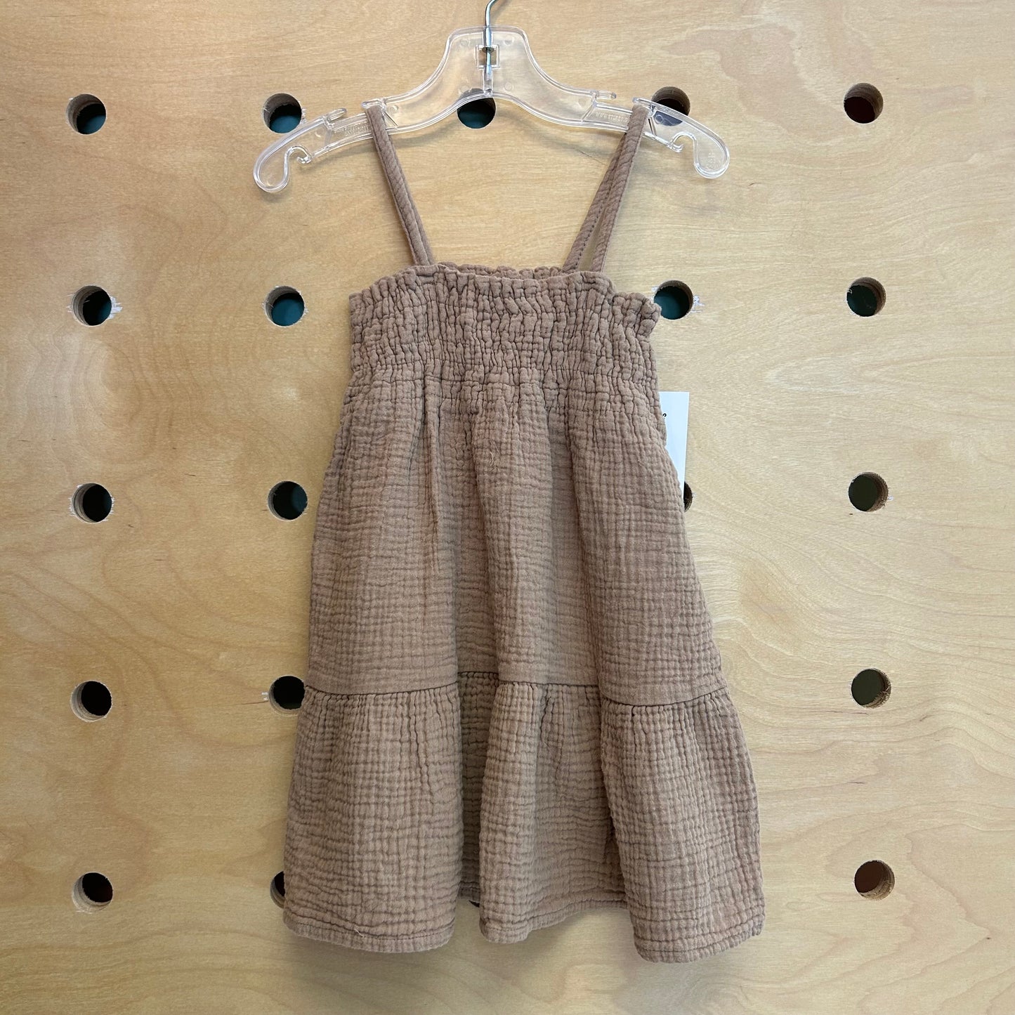 Brown Smocked Gauze Dress