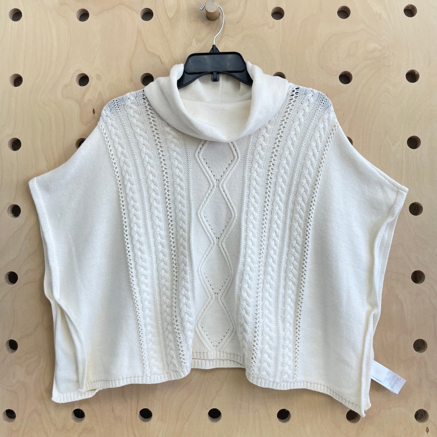 Cream Knit Cowl Neck Poncho