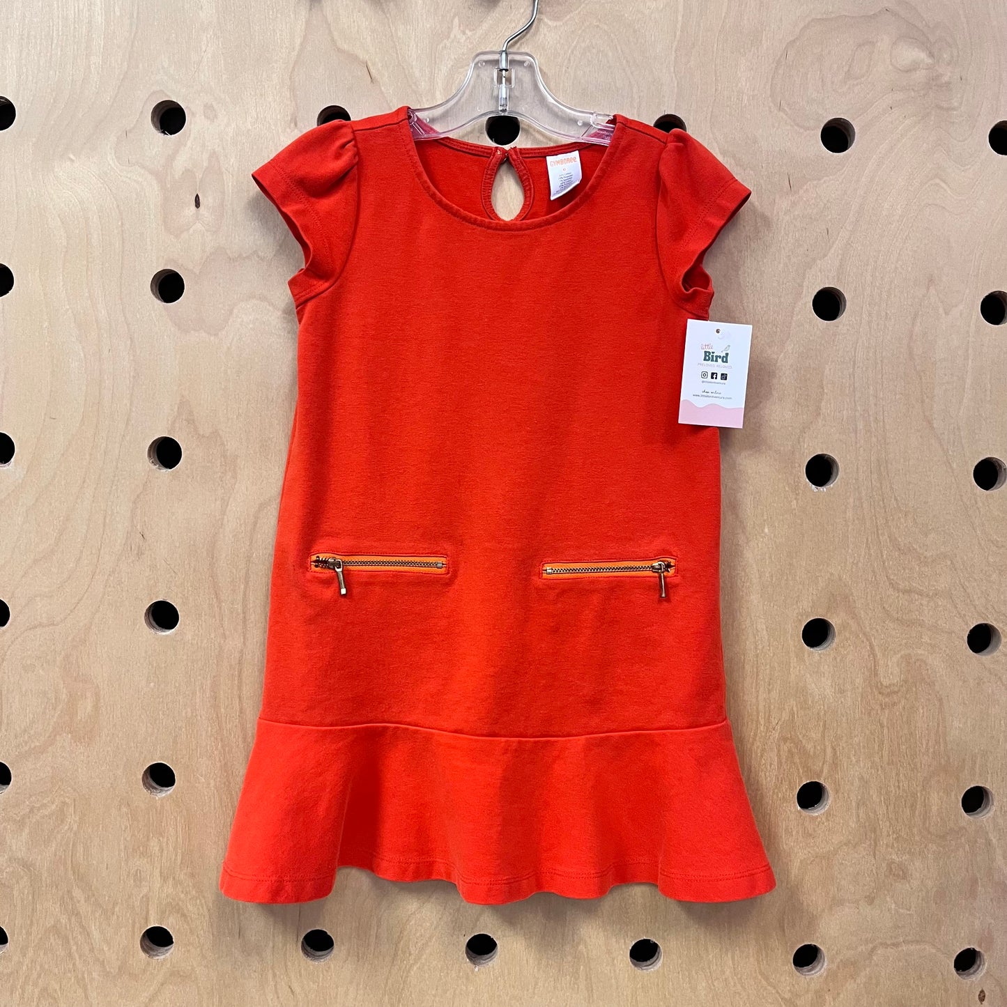 Orange Zipper Pockets Dress