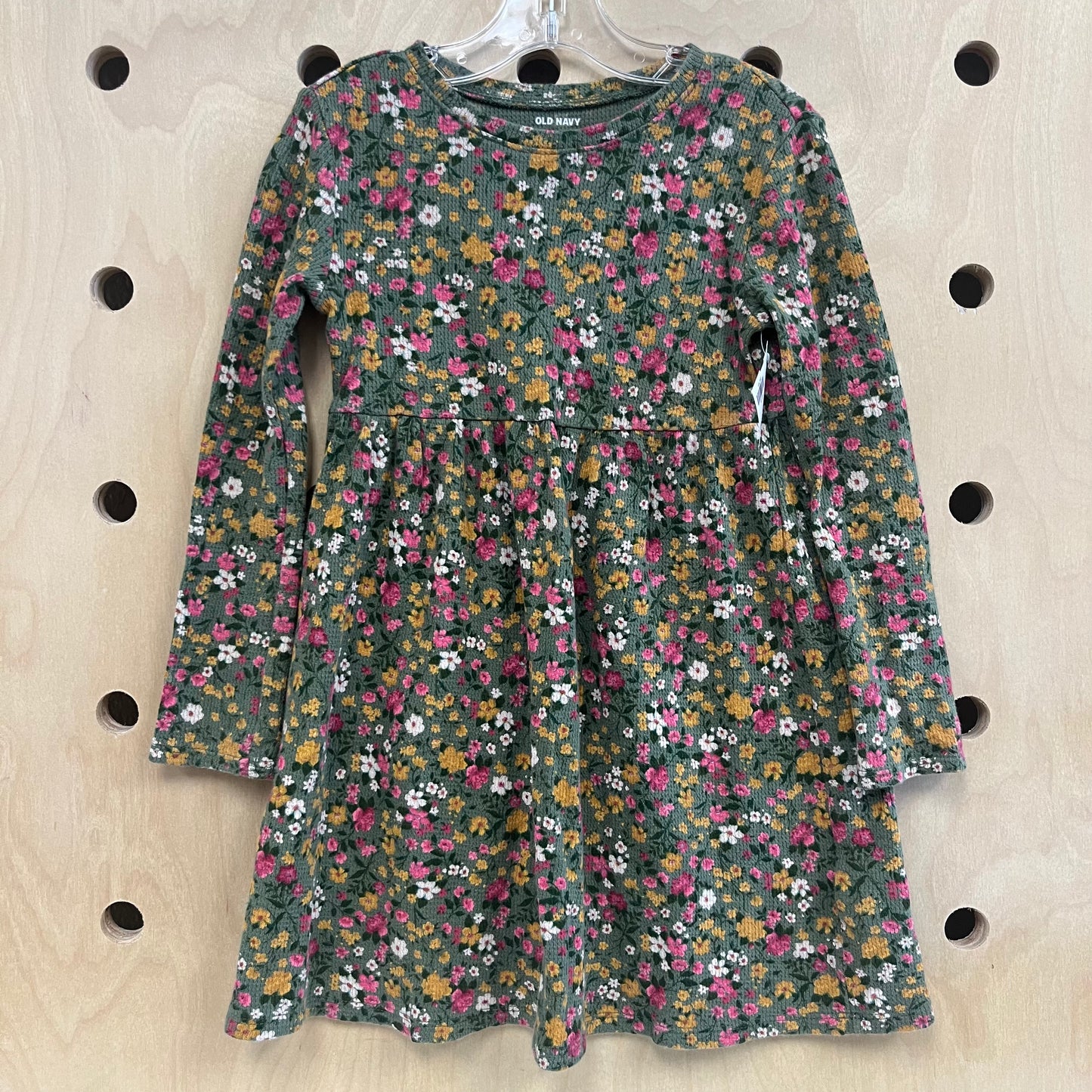 Green Ribbed Floral Dress