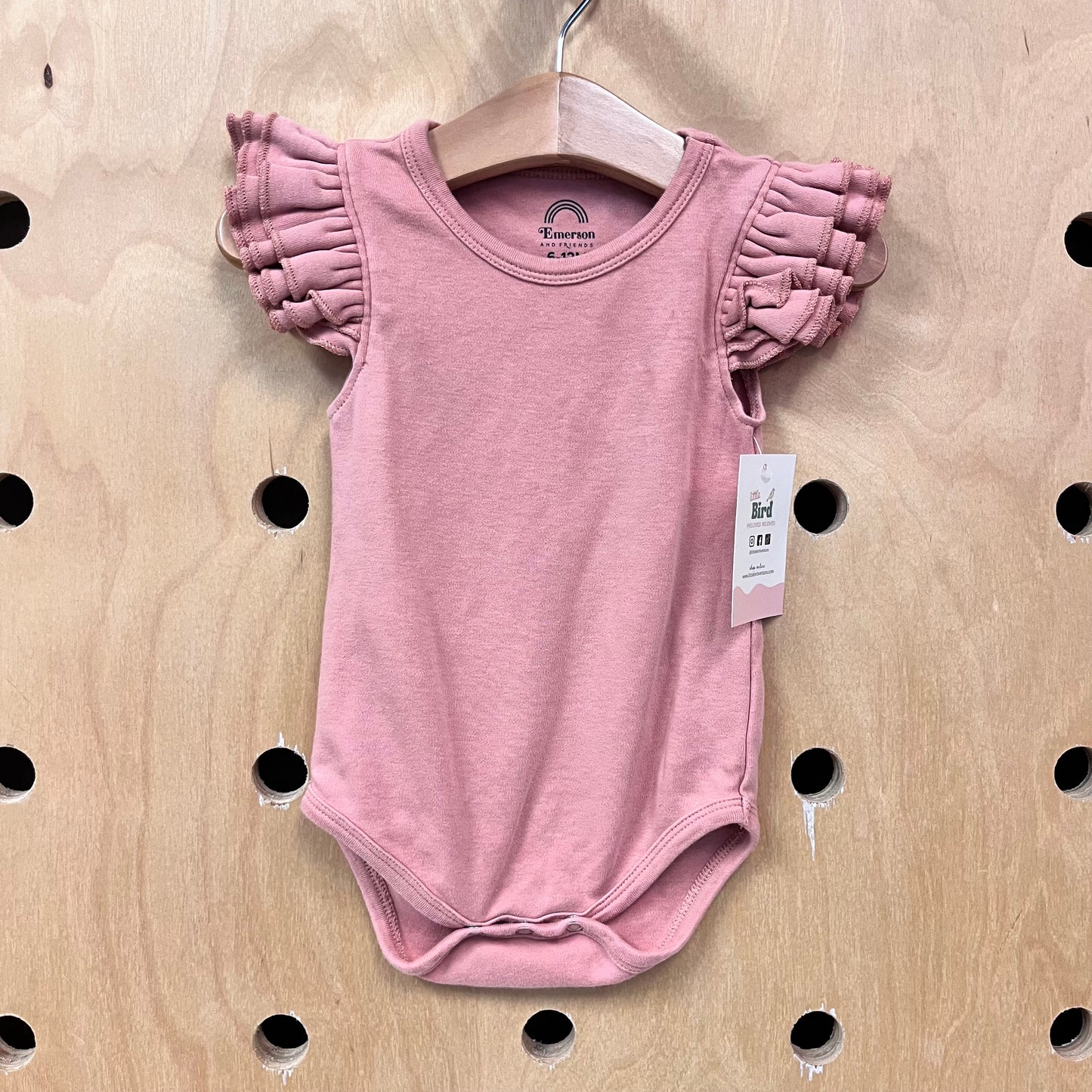 Peach Ruffle Sleeve Bodysuit