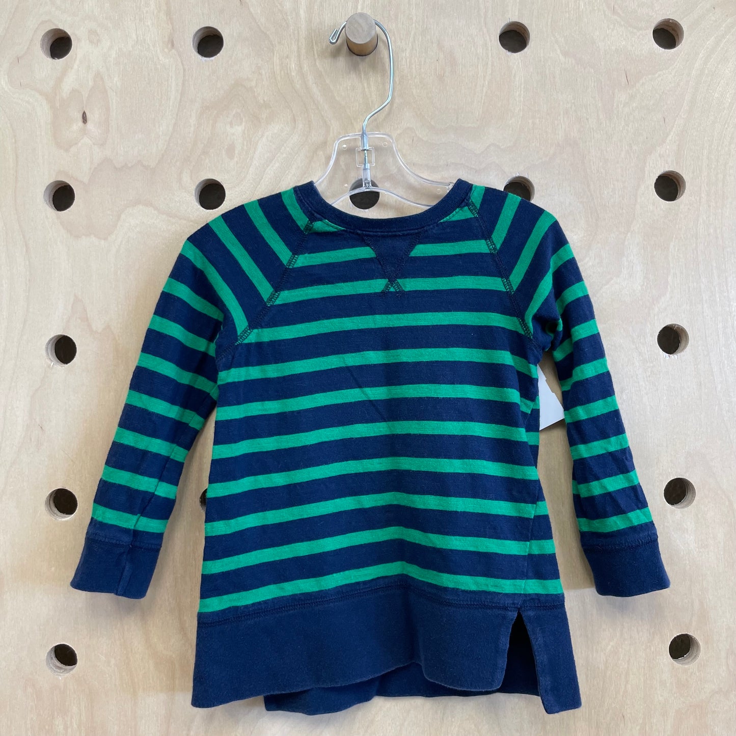 Green + Navy Striped LS Tee