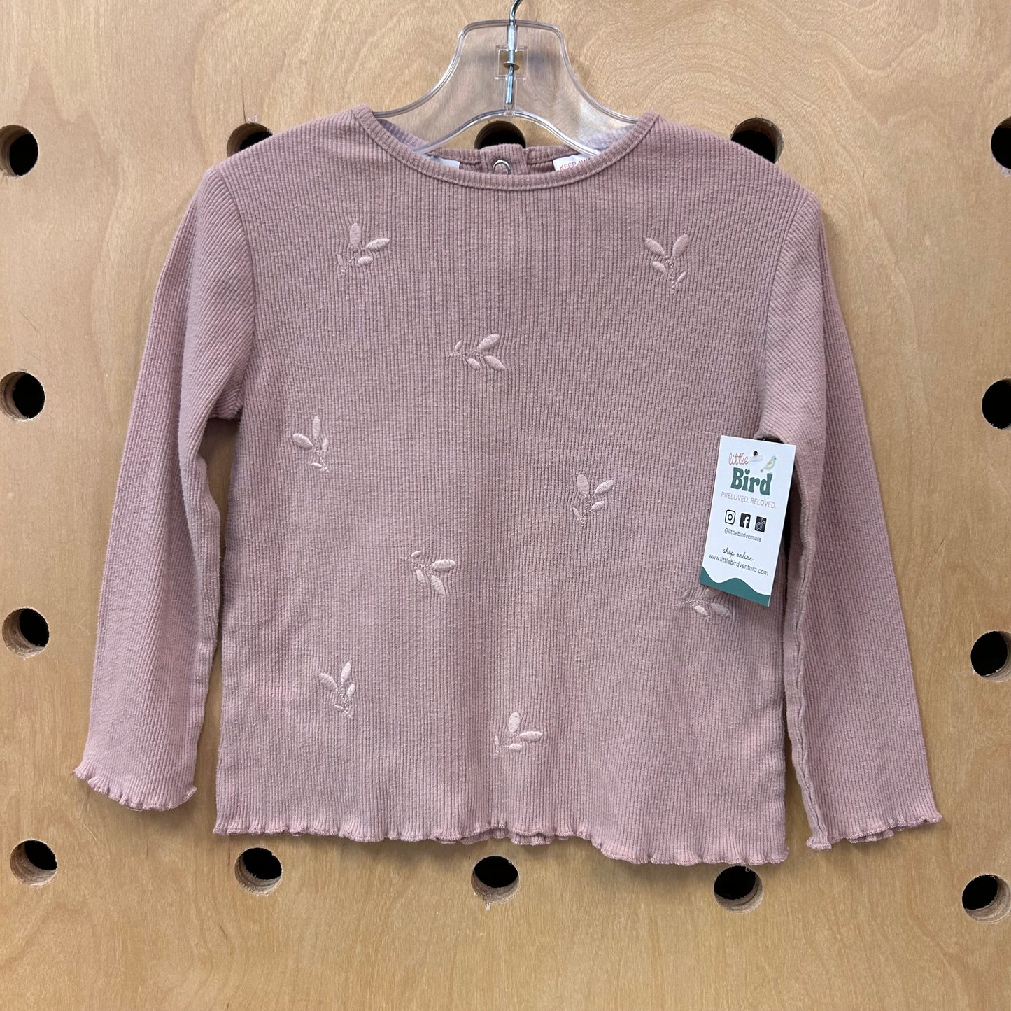 Pink Ribbed Leaf Top