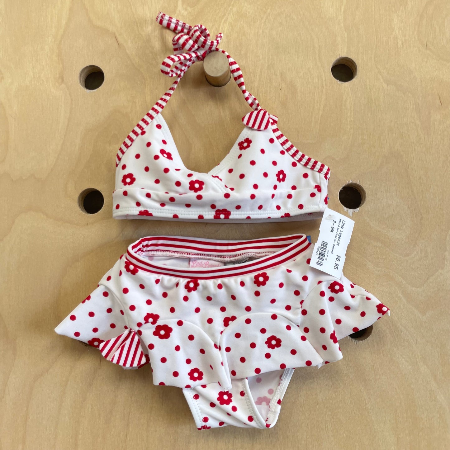 White & Red Floral 2pc. Swimsuit