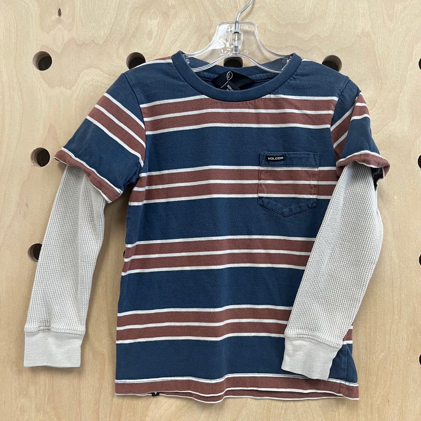 Blue Striped Thermal Sleeve Tee