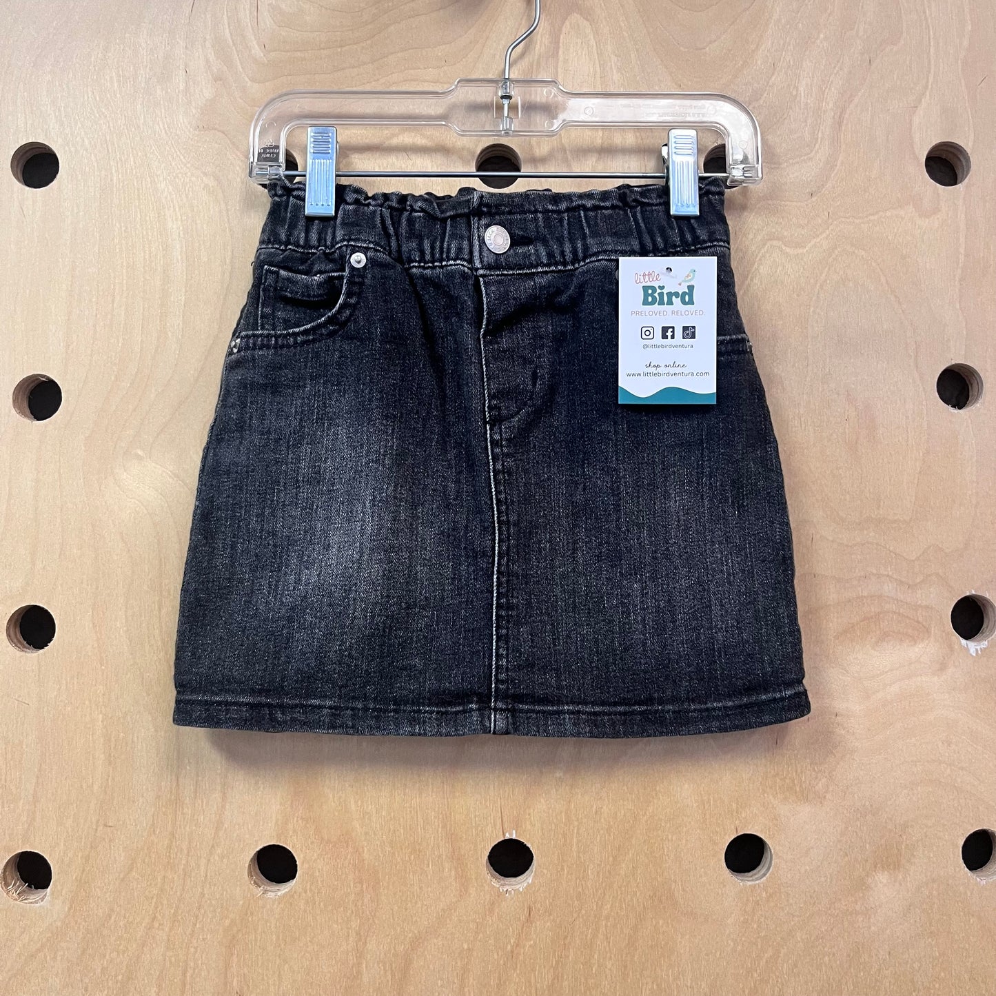 Black Pull On Denim Skirt
