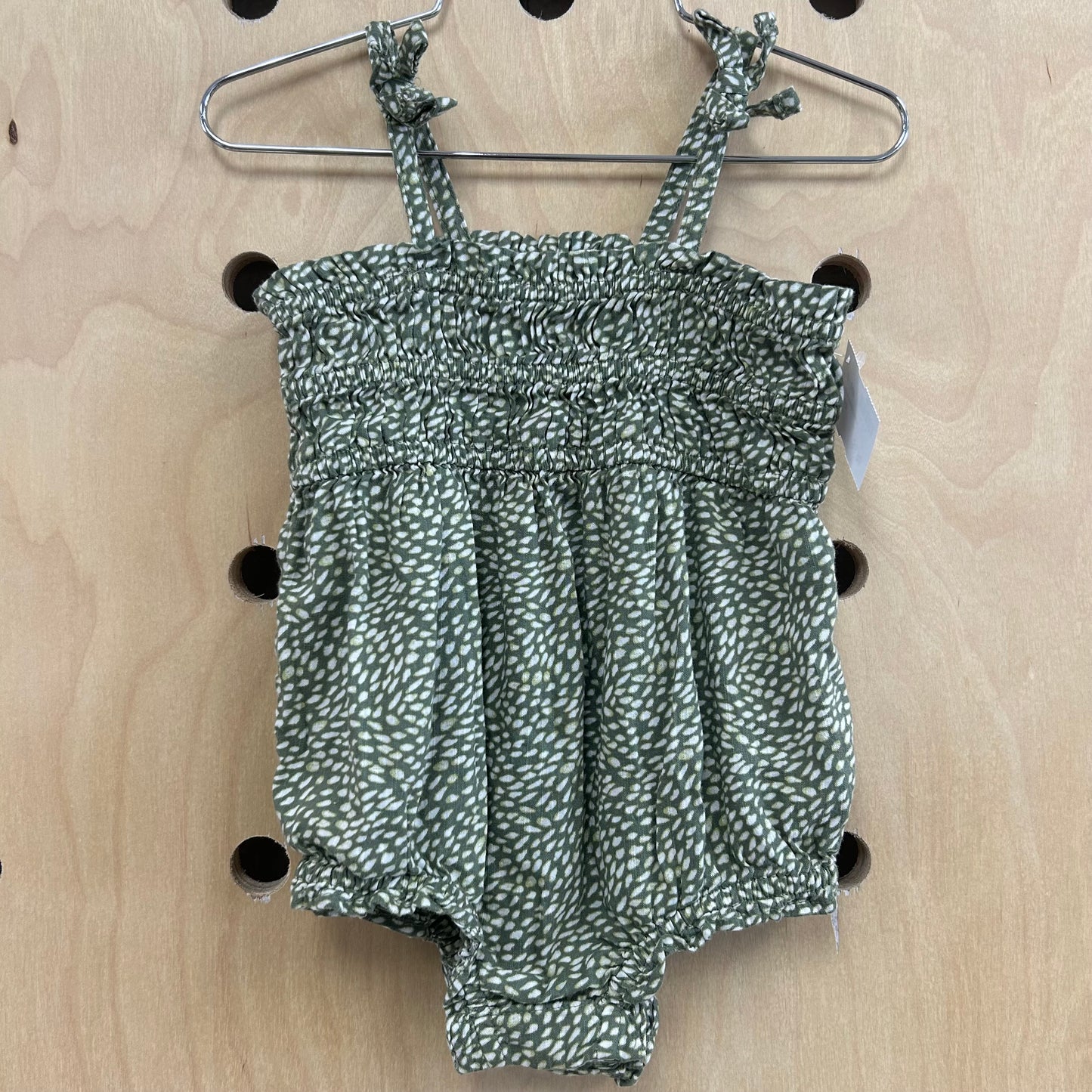 Green Spotty Smocked Romper