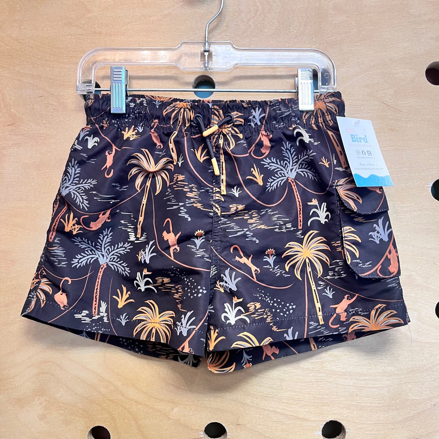 Black Monkeys/Palm Trees Swim Trunks