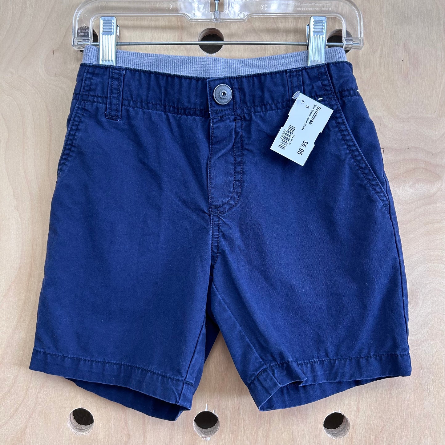 Blue Elastic Waist Shorts