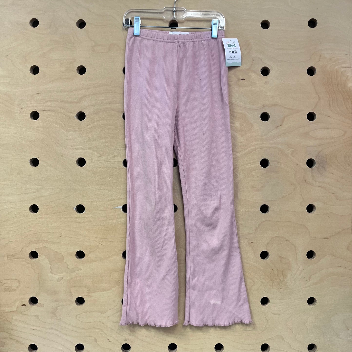 Pink Ribbed Bootcut Leggings