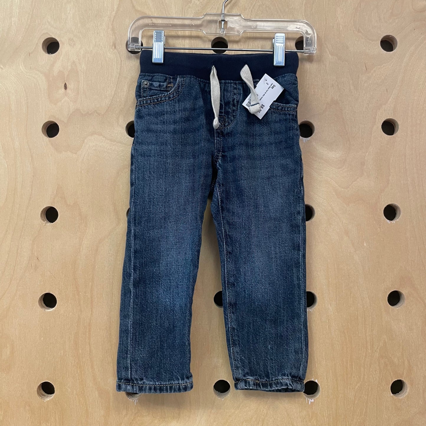 Dark Wash Pull On Slim Denim