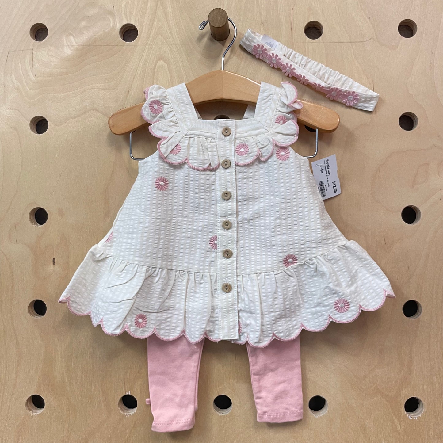 Pink + Seercucker Cream 3pc Outfit