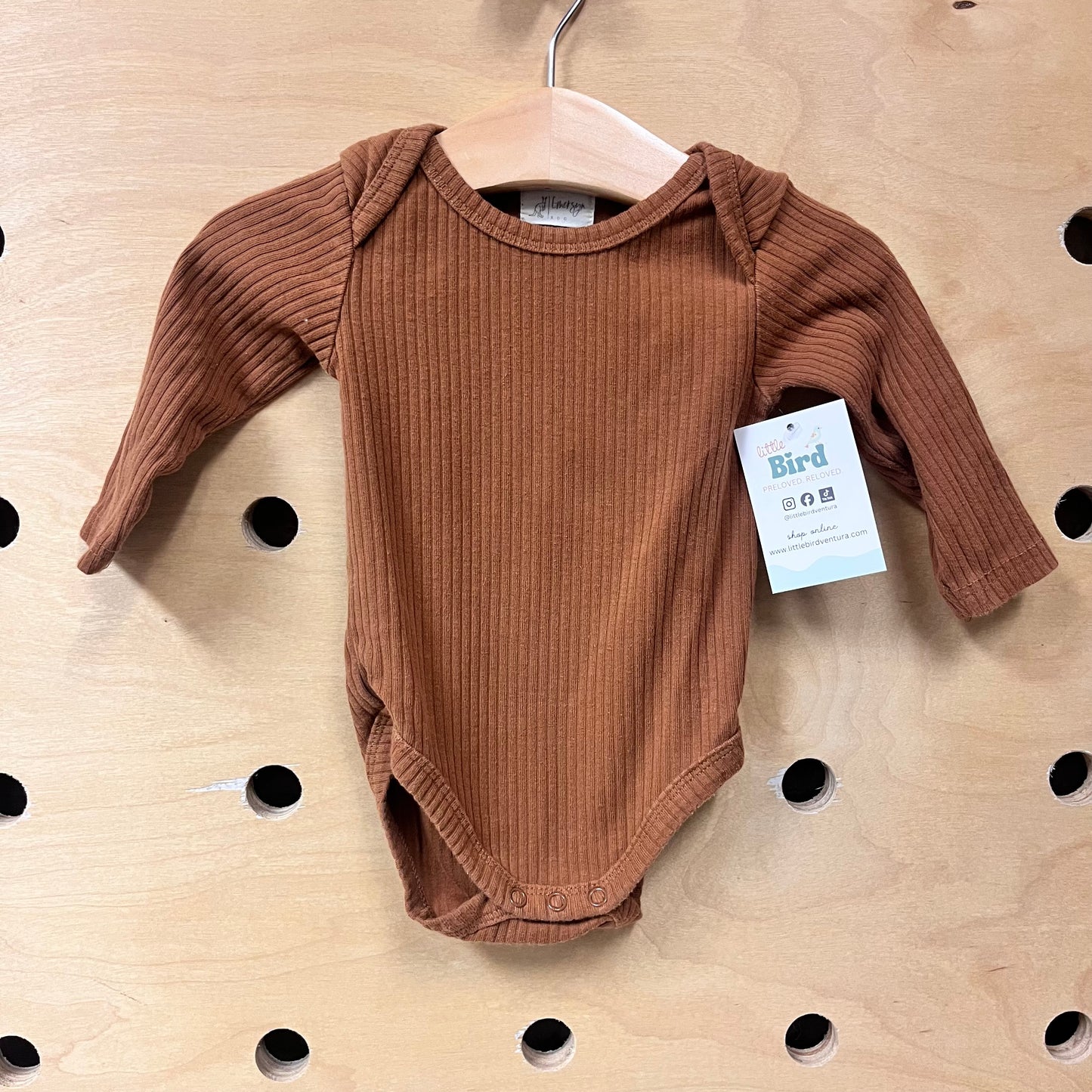 Brown Ribbed Organic Bodysuit