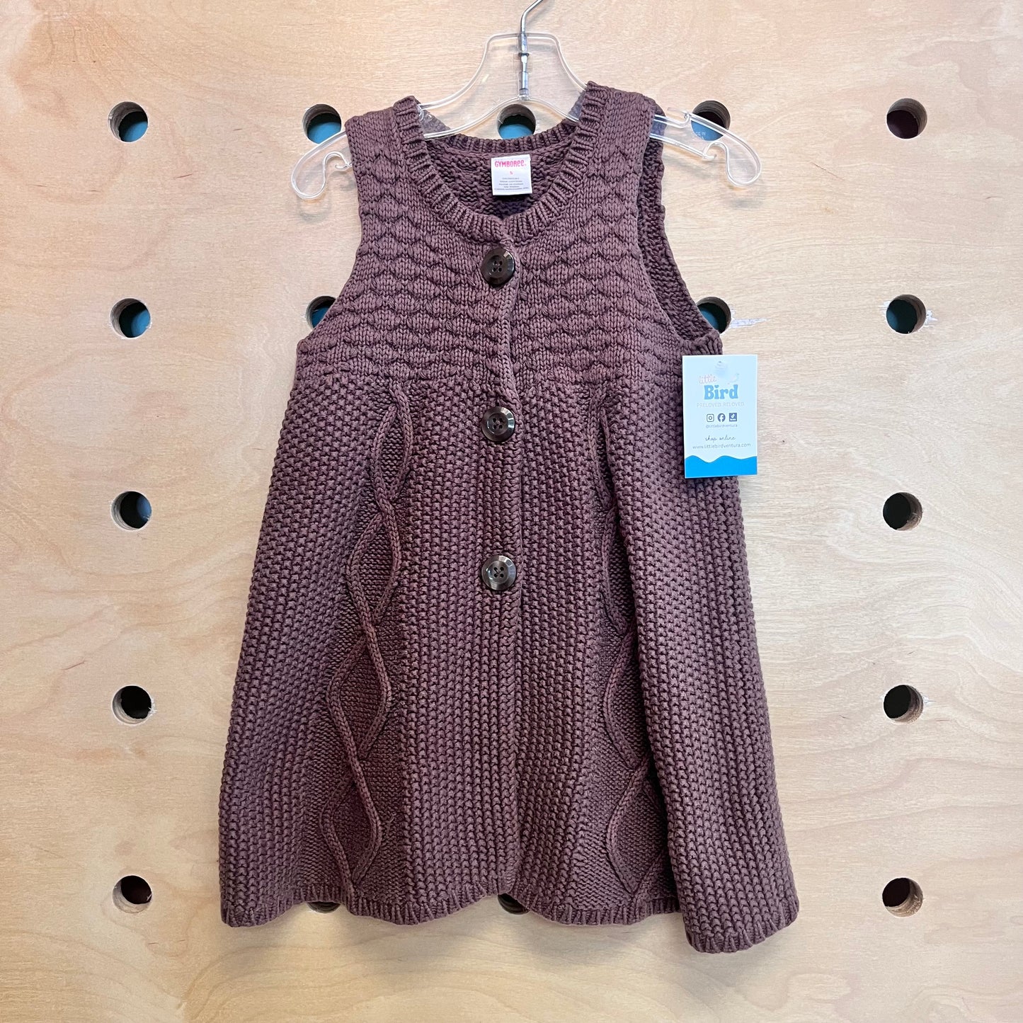 Brown Crochet Button Tank Sweater