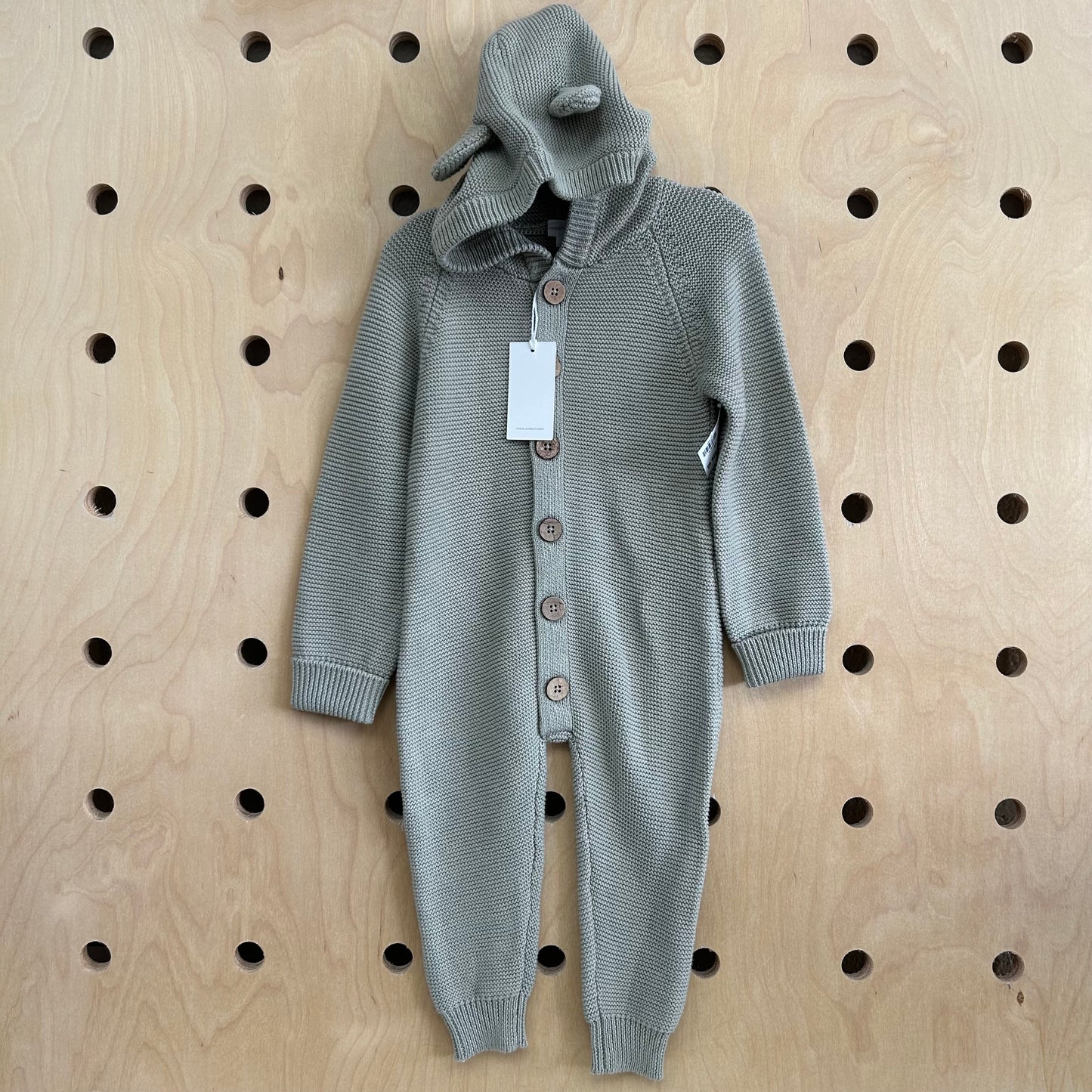 Green Knit Hooded Romper NEW!