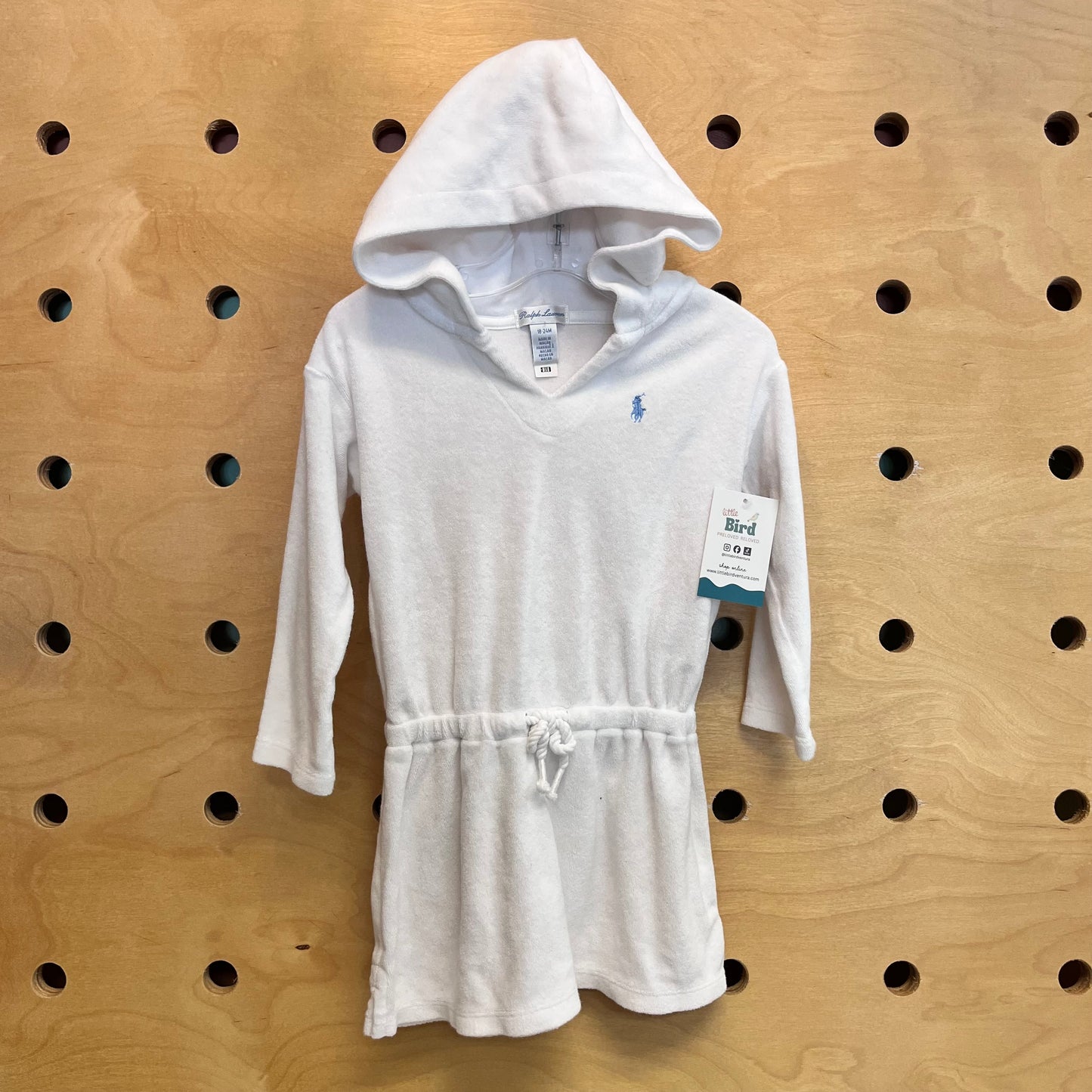 White Terry Hoodie Swim Cover