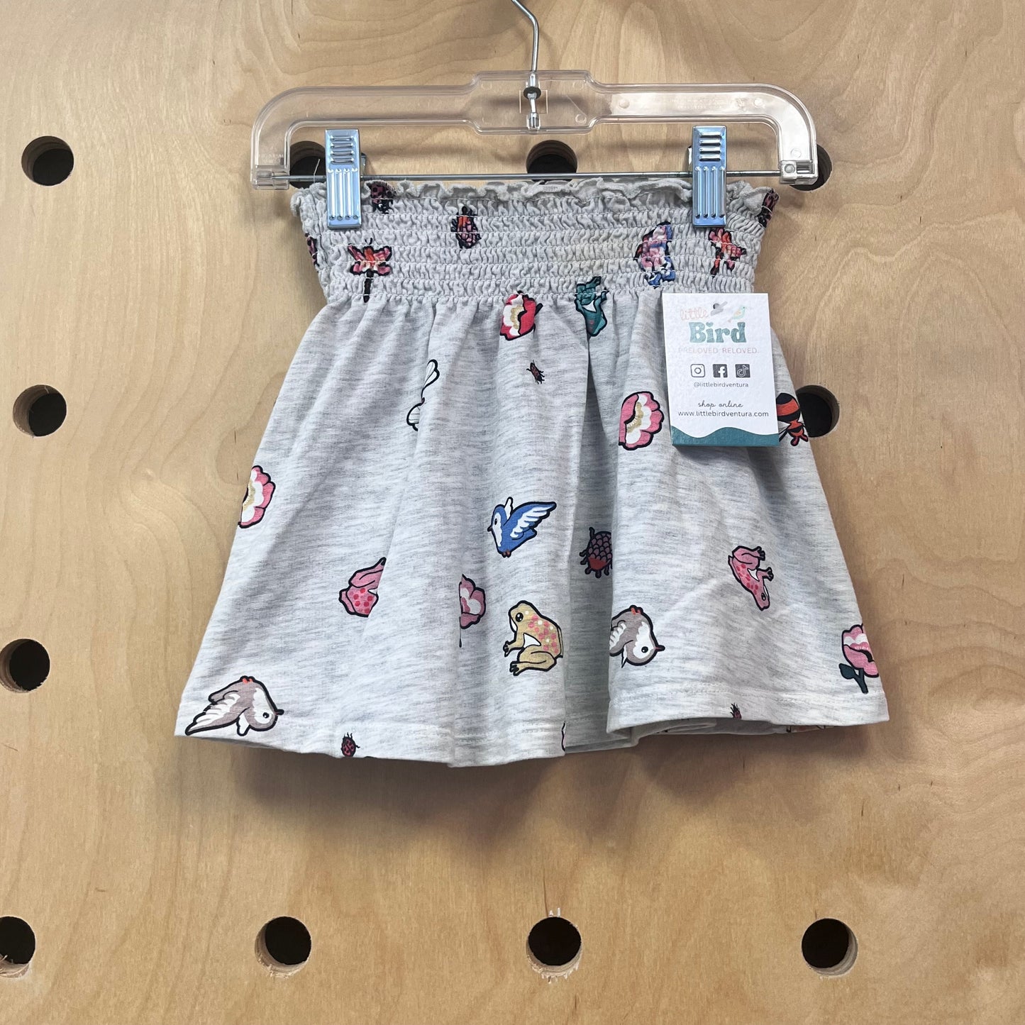 Grey Smocked Waist Critters Skirt