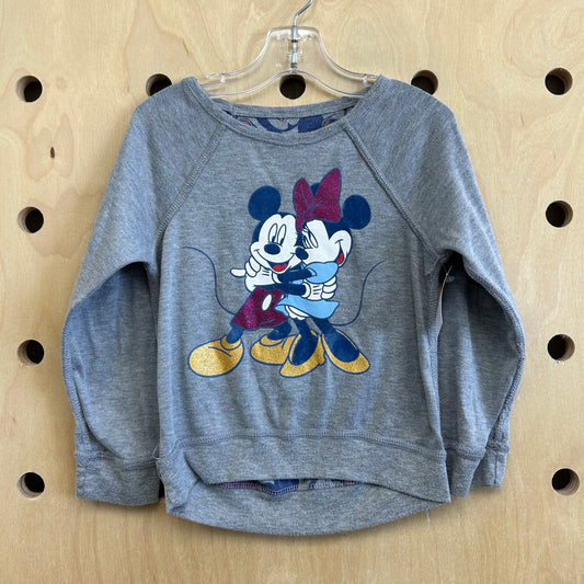 Grey Reversible Mickey+Minnie Top