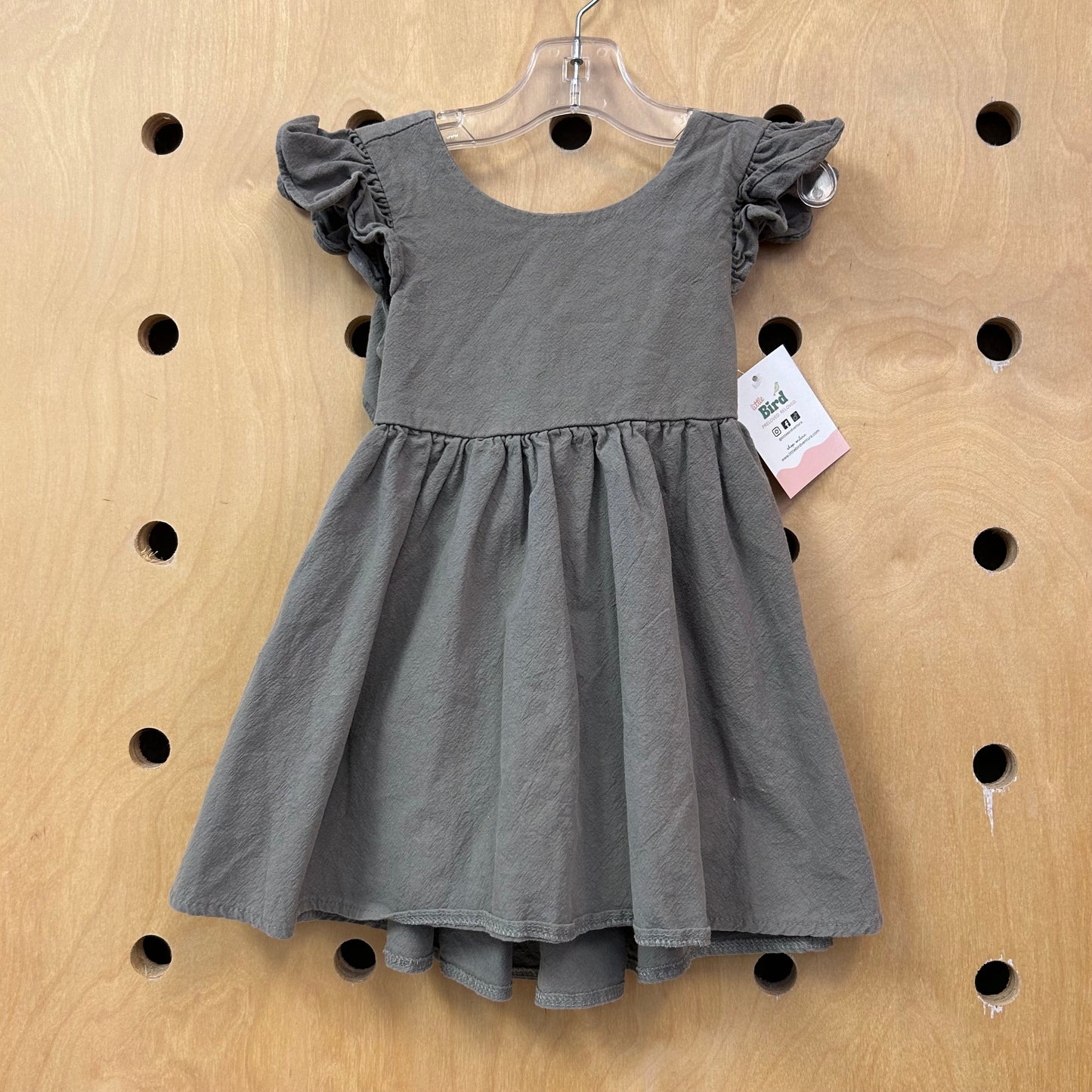 Olive Cotton Back Tie Dress
