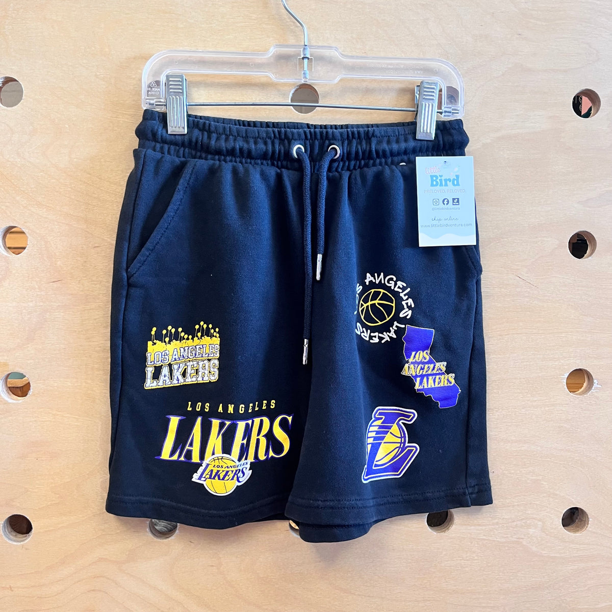 Black Drawstring 'Lakers' Shorts