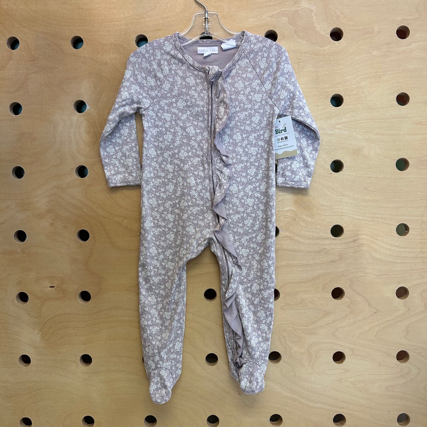 Purple/White Floral Cotton Footies