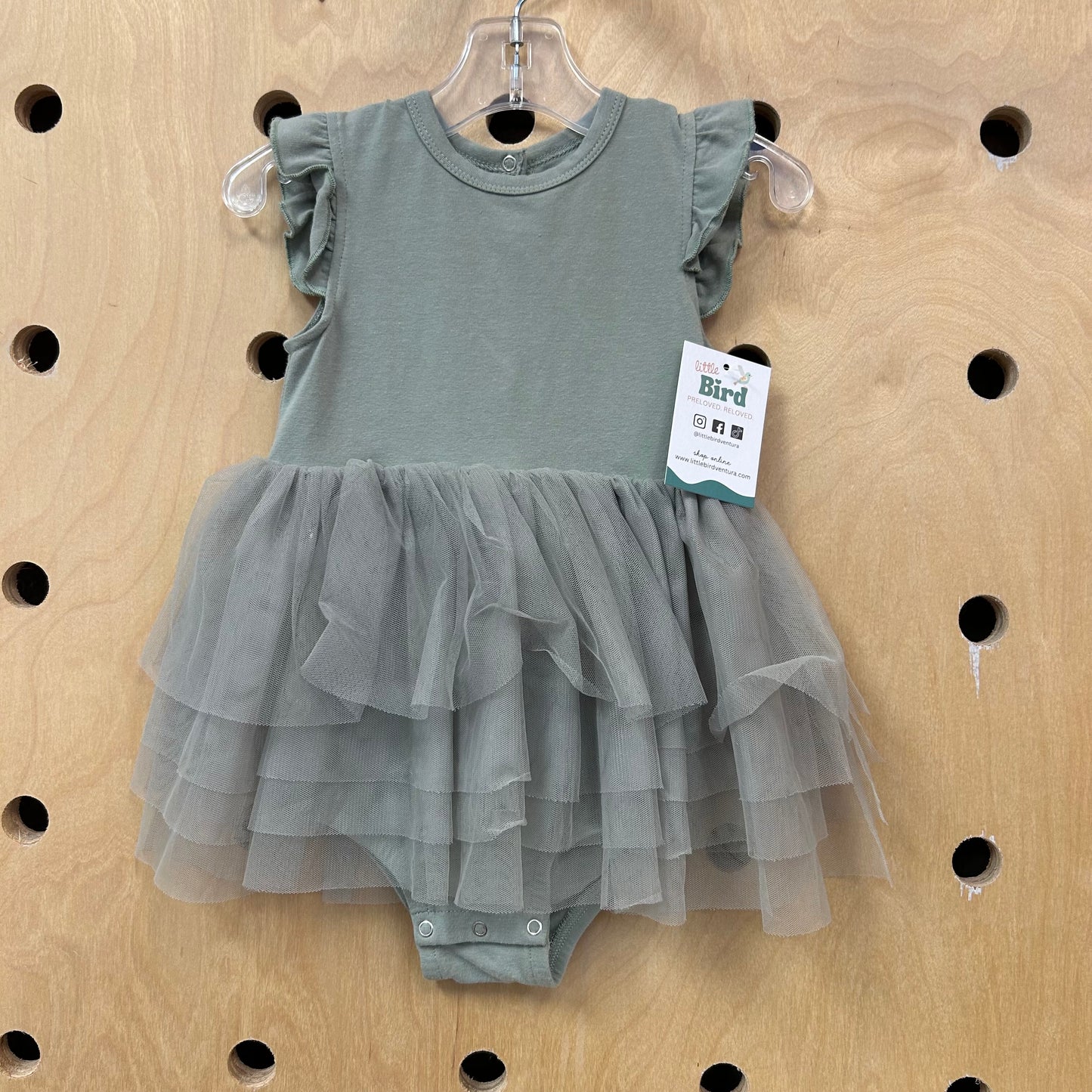 Organic Sage Tulle Skirt Romper