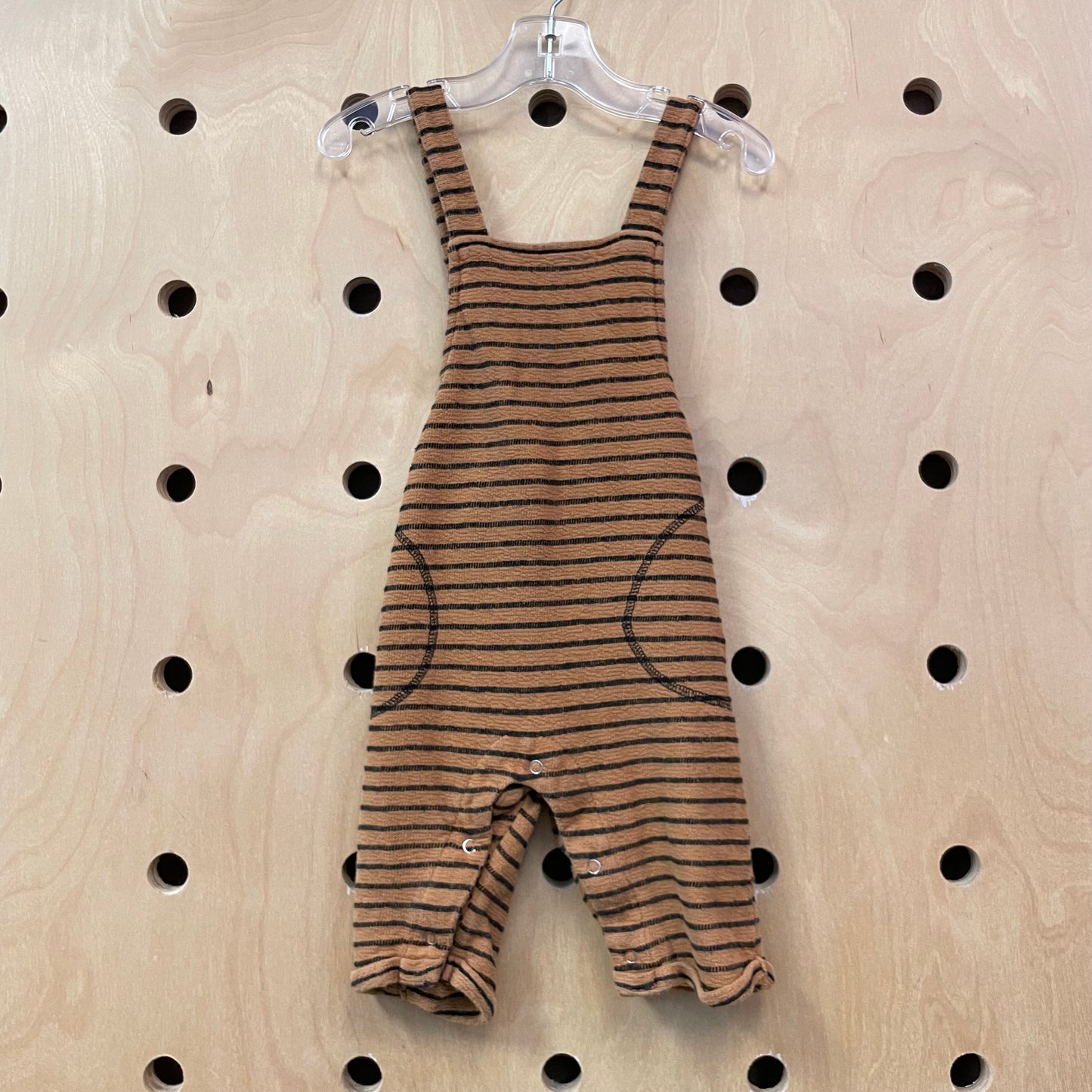 Brown & Black Striped Terry Romper