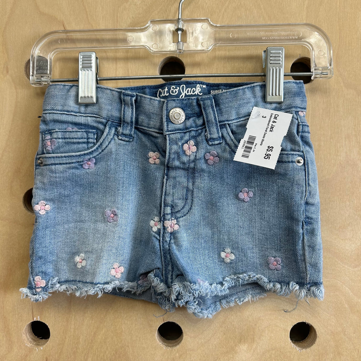 Embroidered Floral Denim Shorts