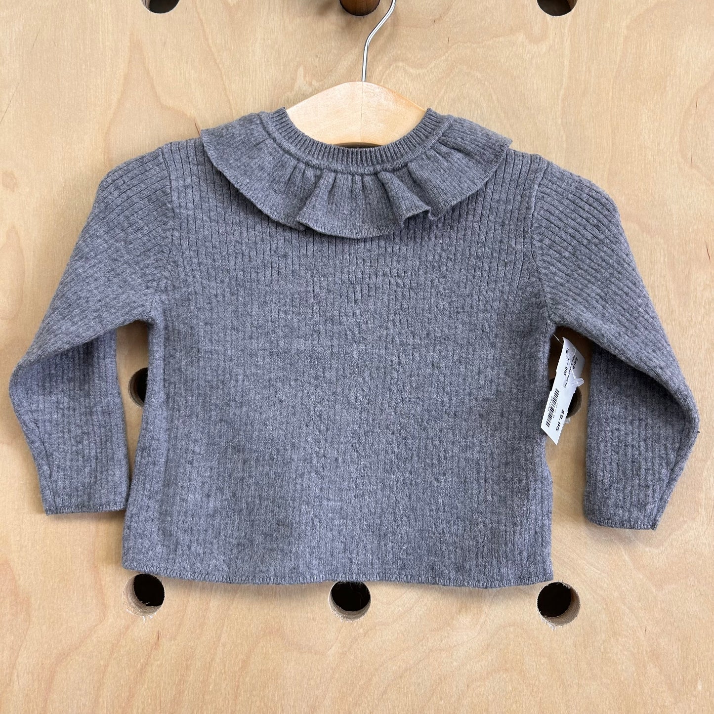 Grey Ribbed Knit Top