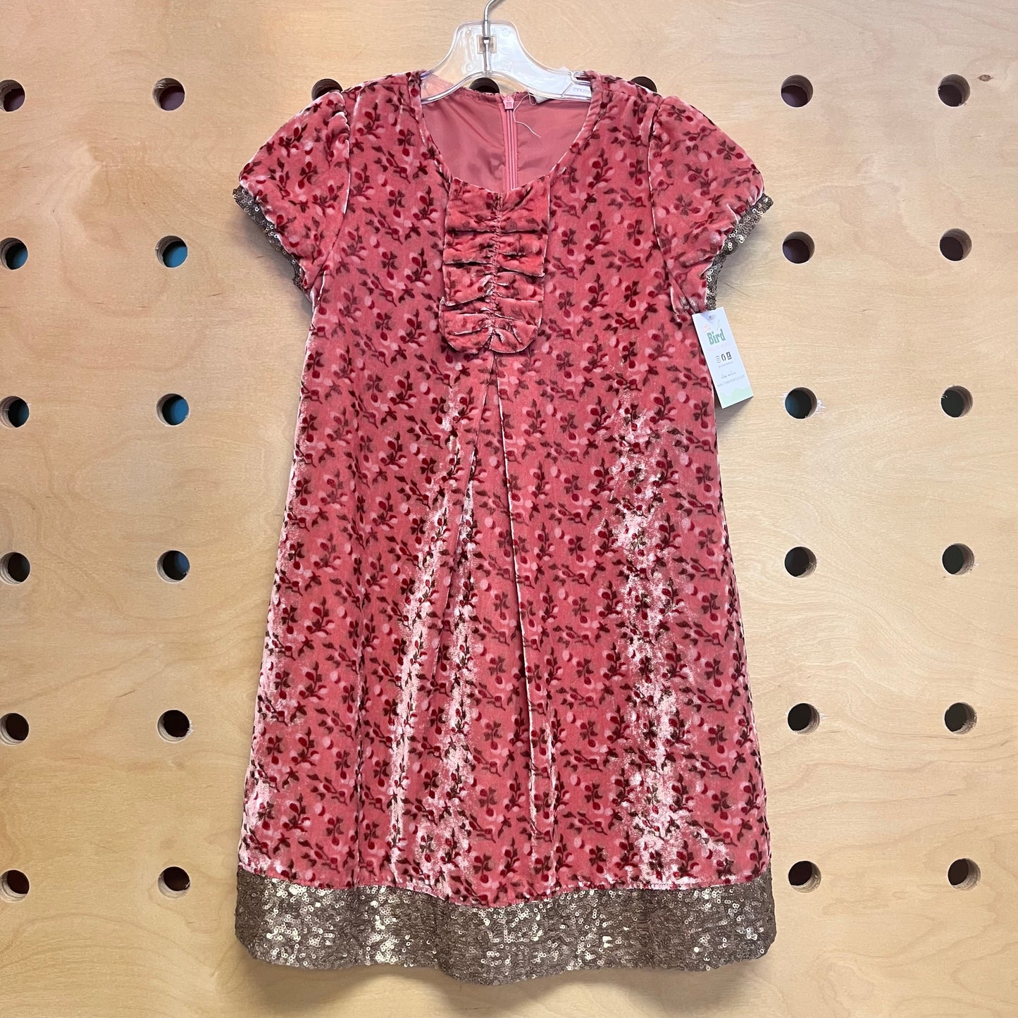 Pink Floral Velour Dress