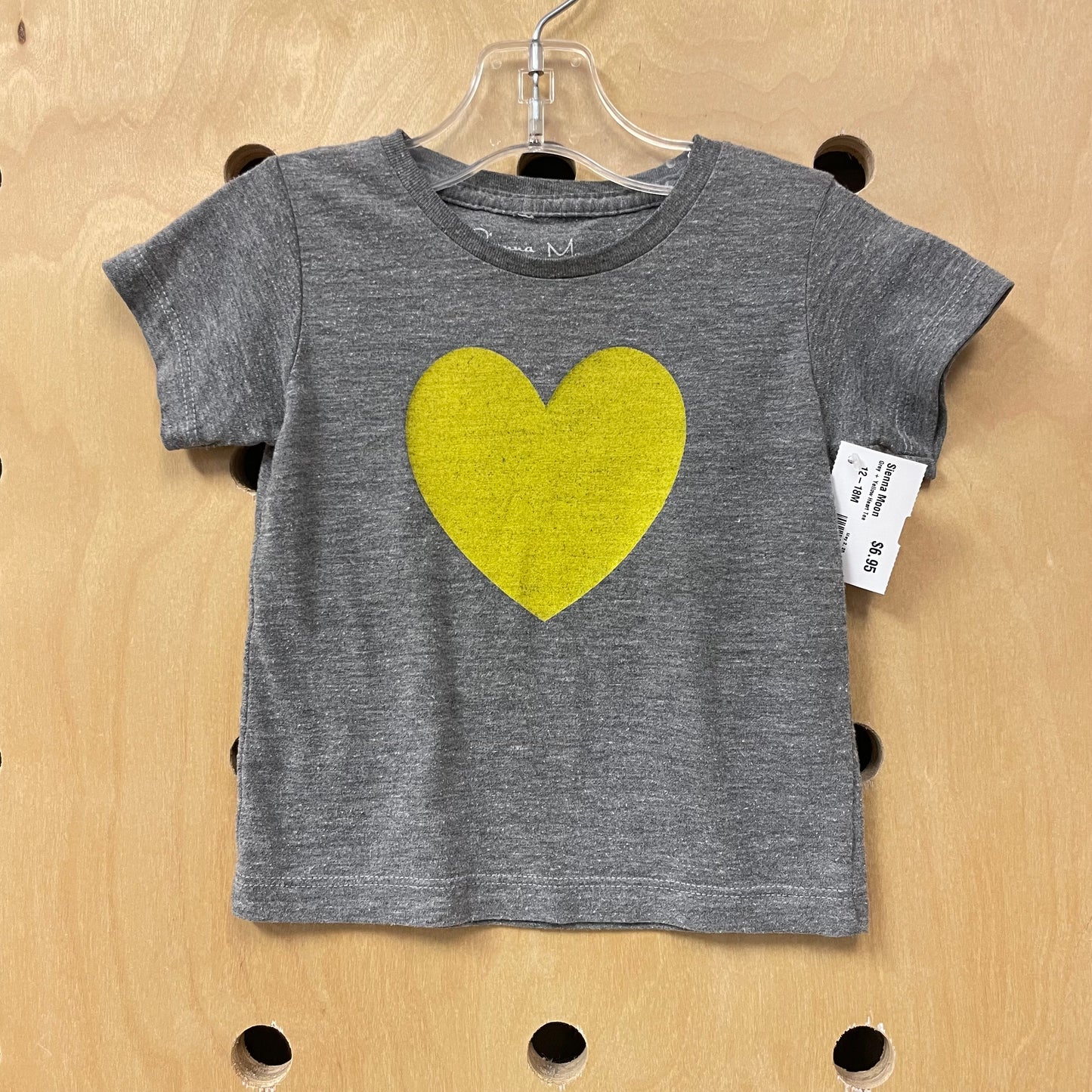 Grey + Yellow Heart Tee