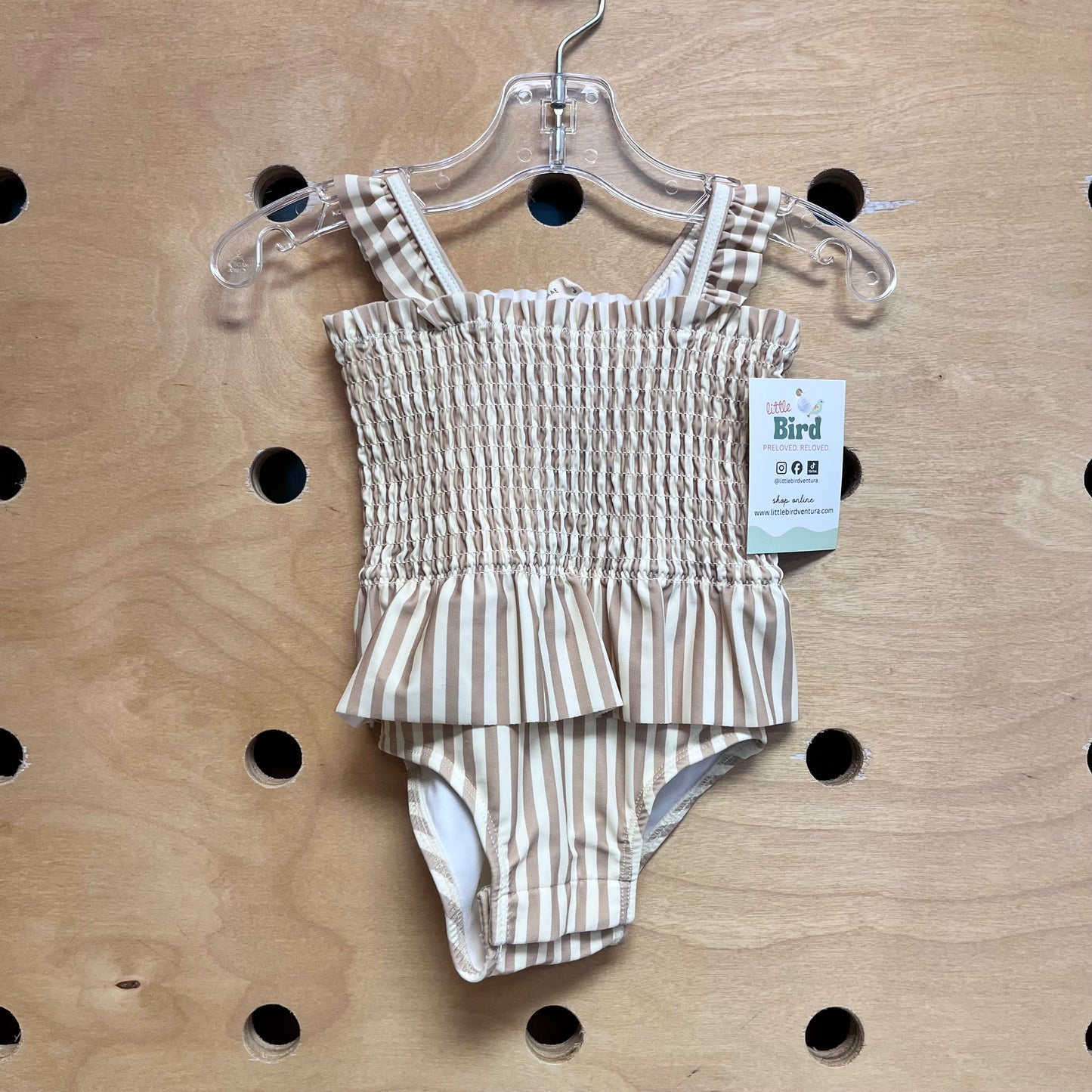 Yellow/Brown Striped Smock Swimsuit