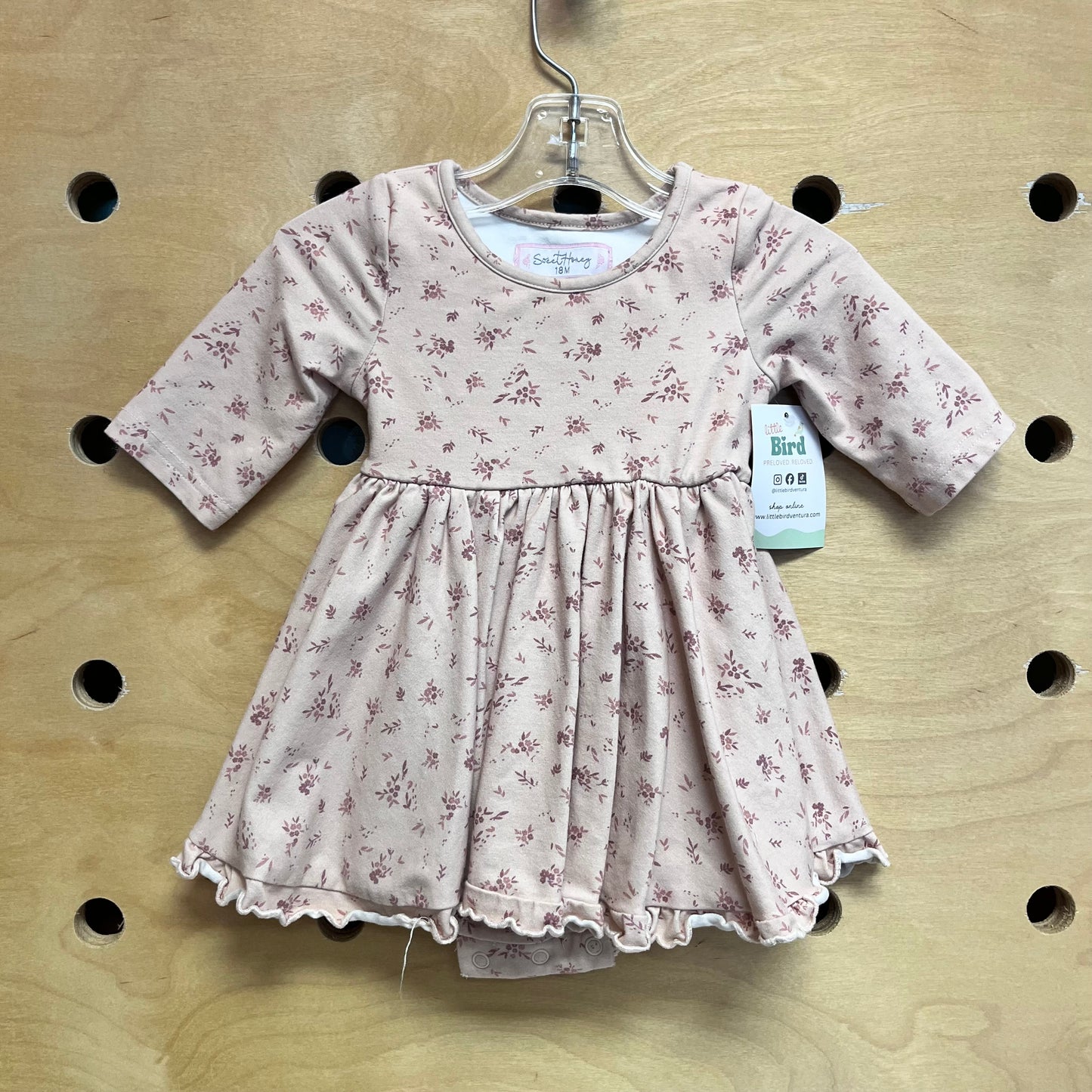 Pink Flora Ruffe Trim Dress