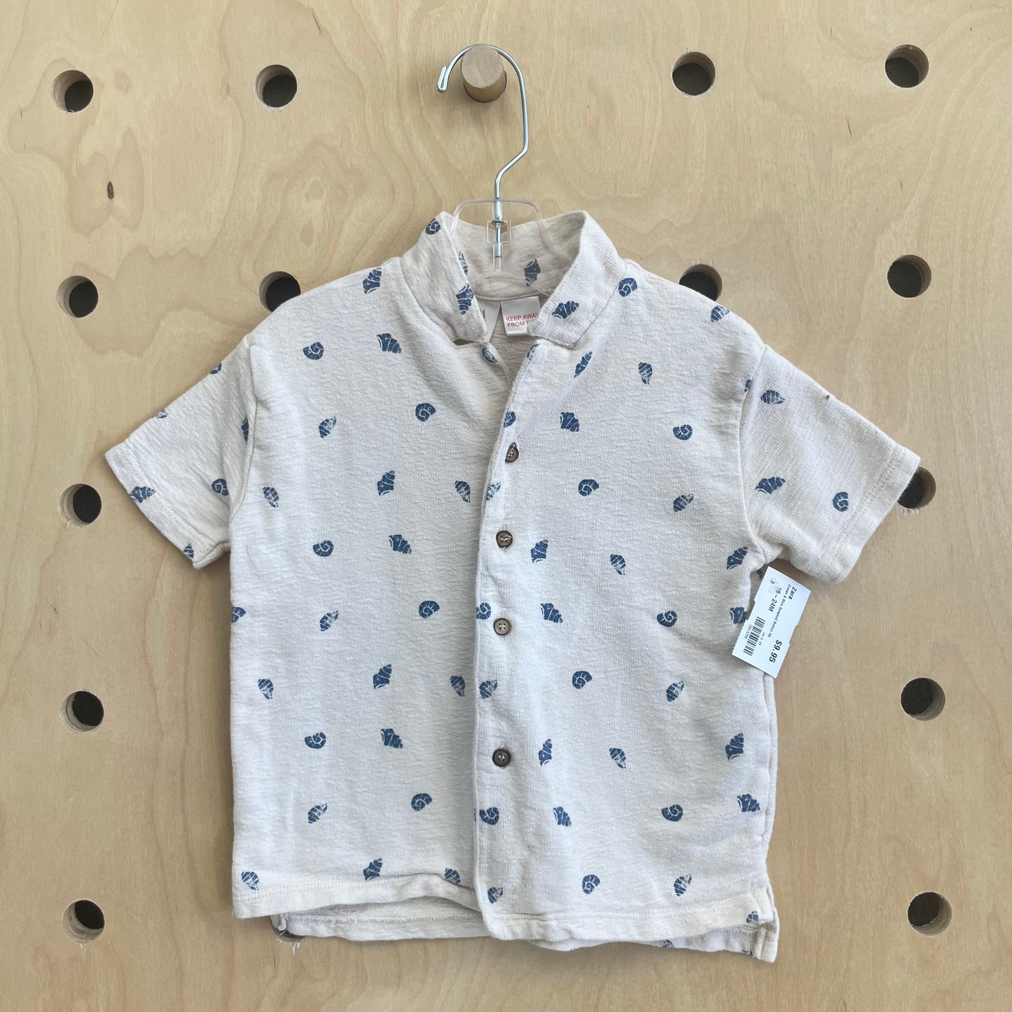 Cream & Blue Seashell Button Up