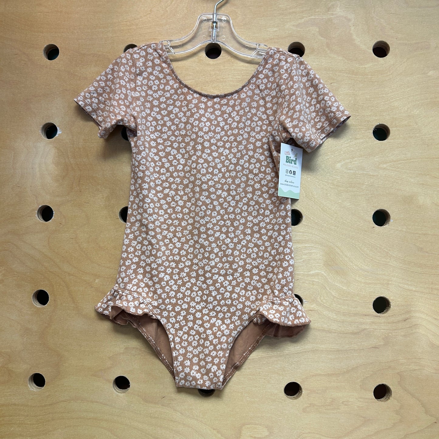 Brown/White Floral Ruffle Bodysuit