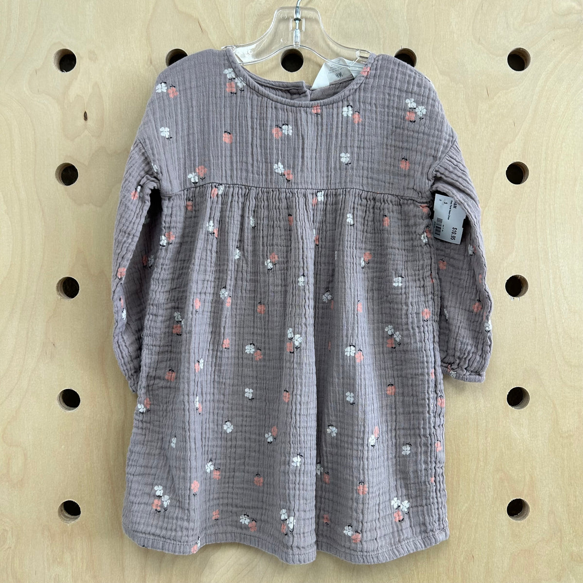 Grey Floral Gauze Dress