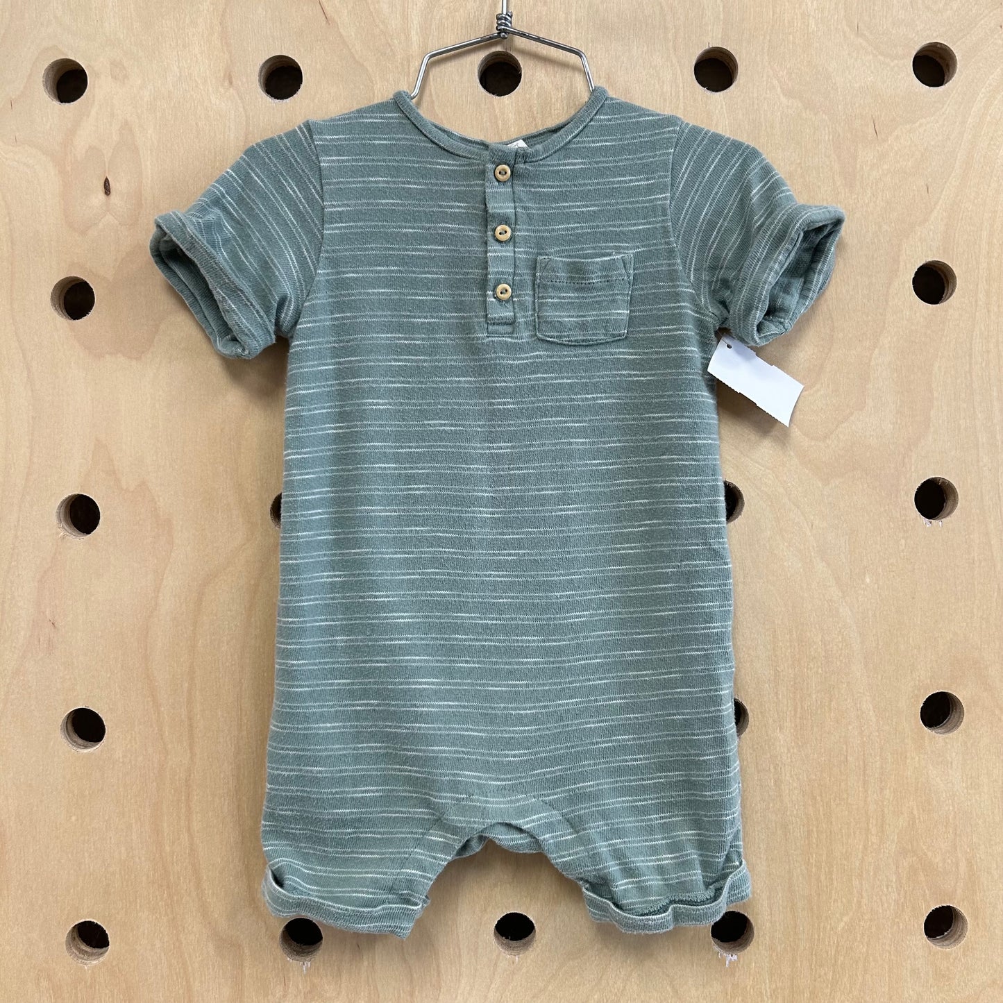 Green Striped Henley Romper