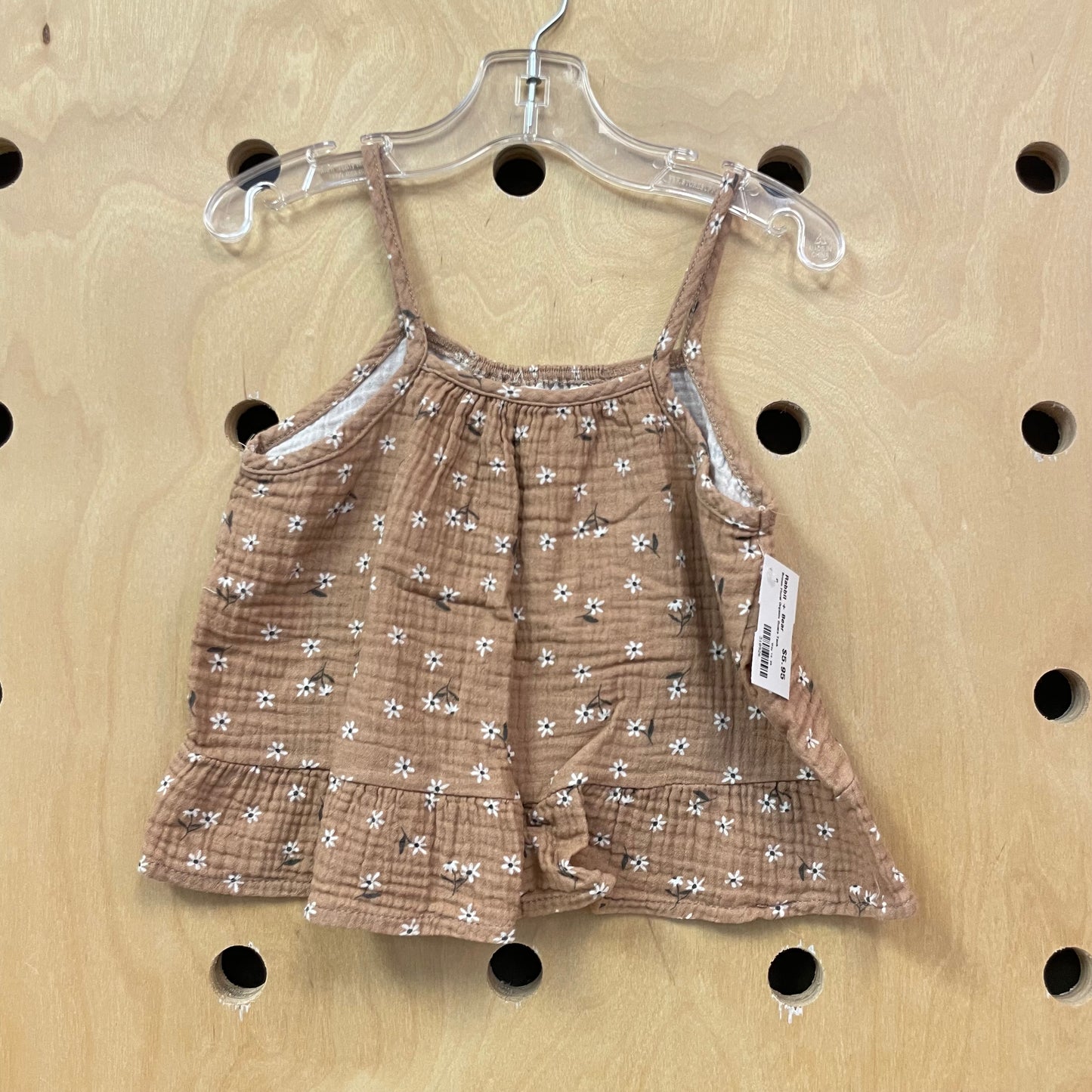 Brown Floral Organic Guaze Tank