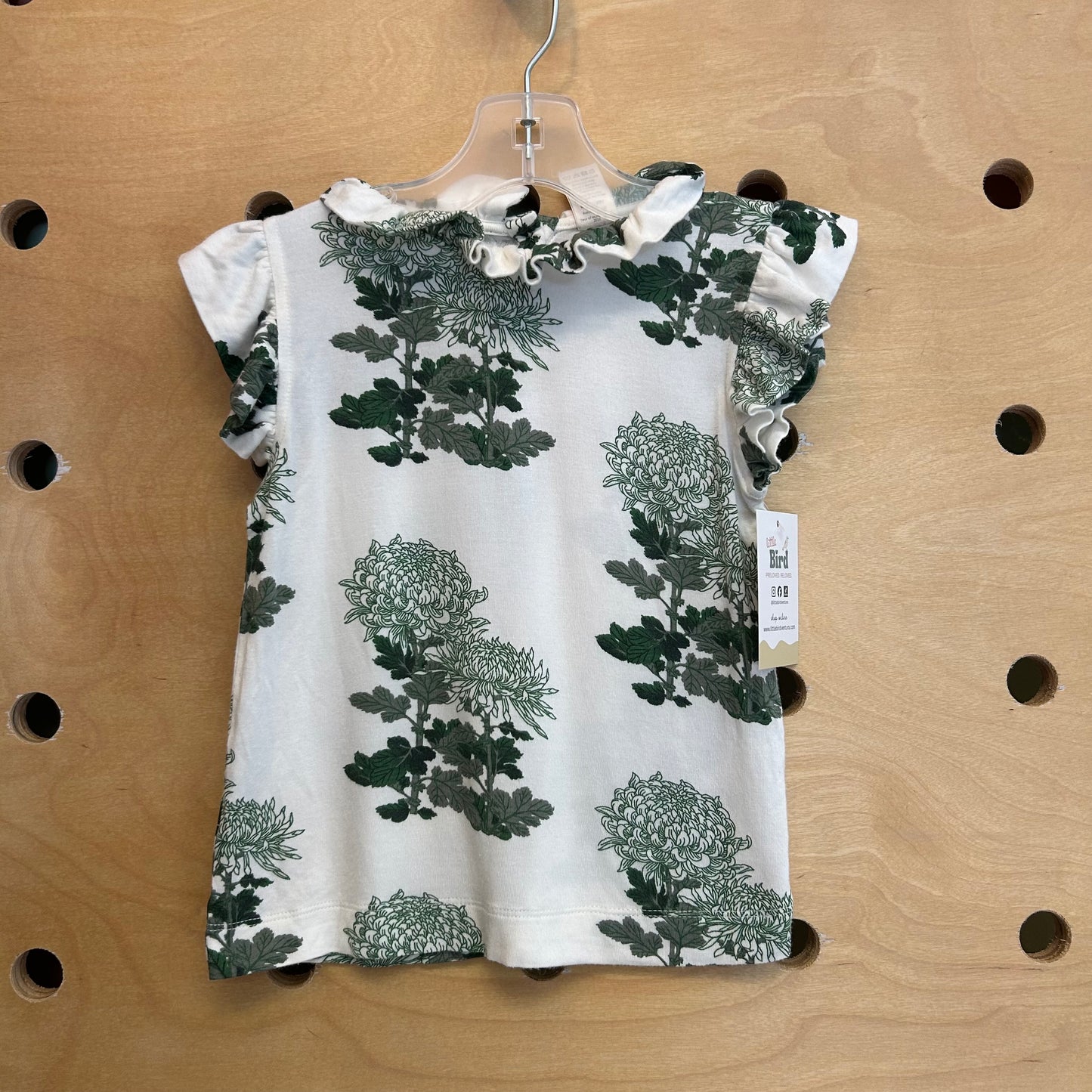 White/Green Floral Modal Tee