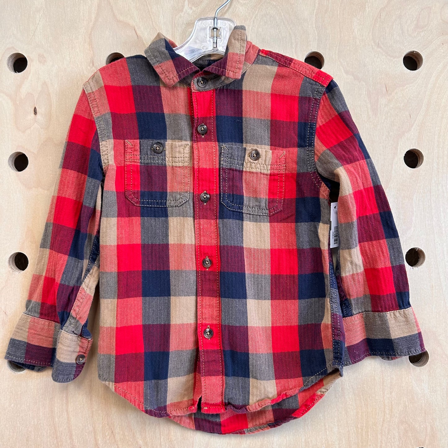 Tan & Red Plaid Flannel