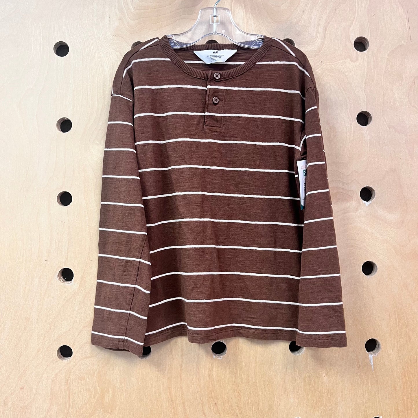 Brown Striped Henley Tee