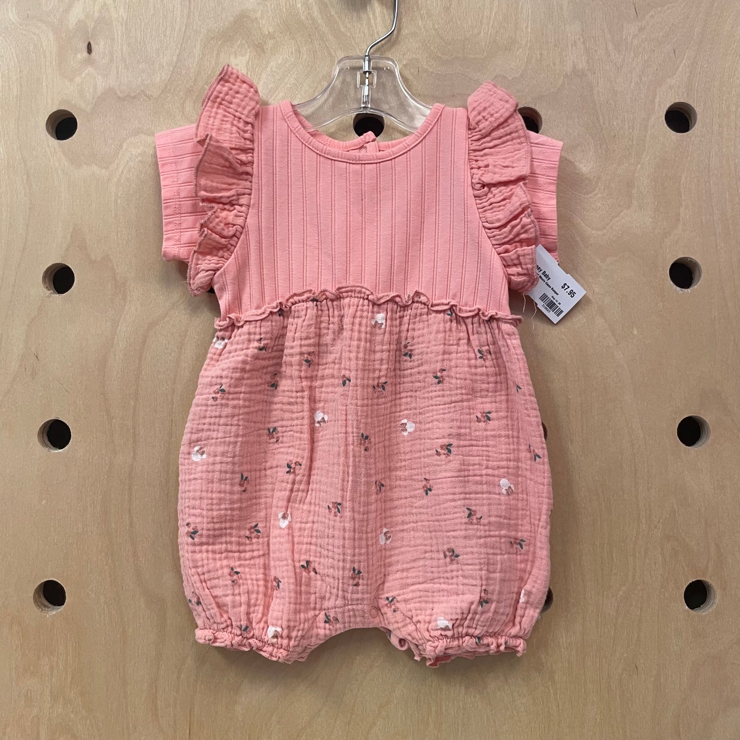 Peach Floral Minnie Gauze Romper