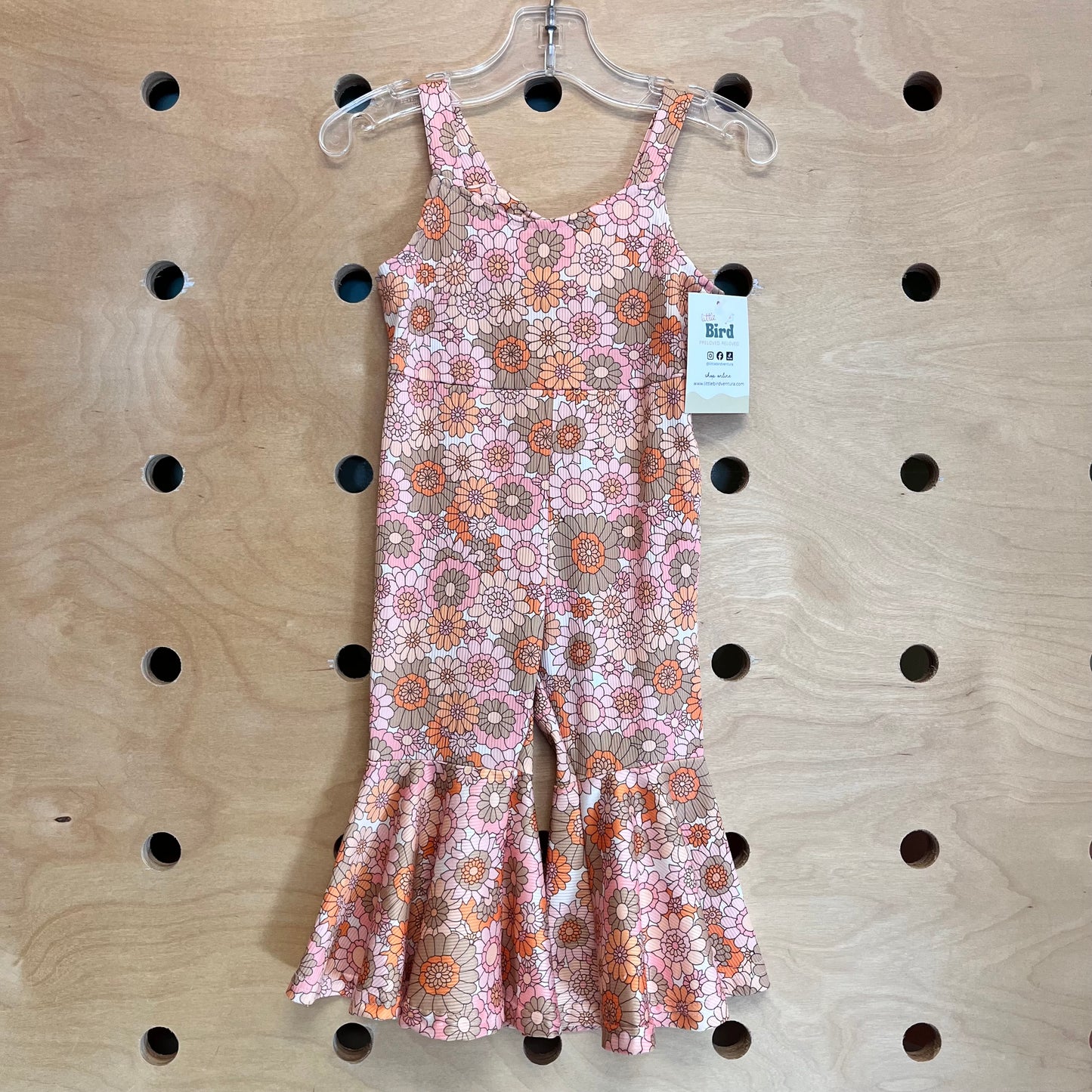 Silky Ribbed Mod Floral Romper